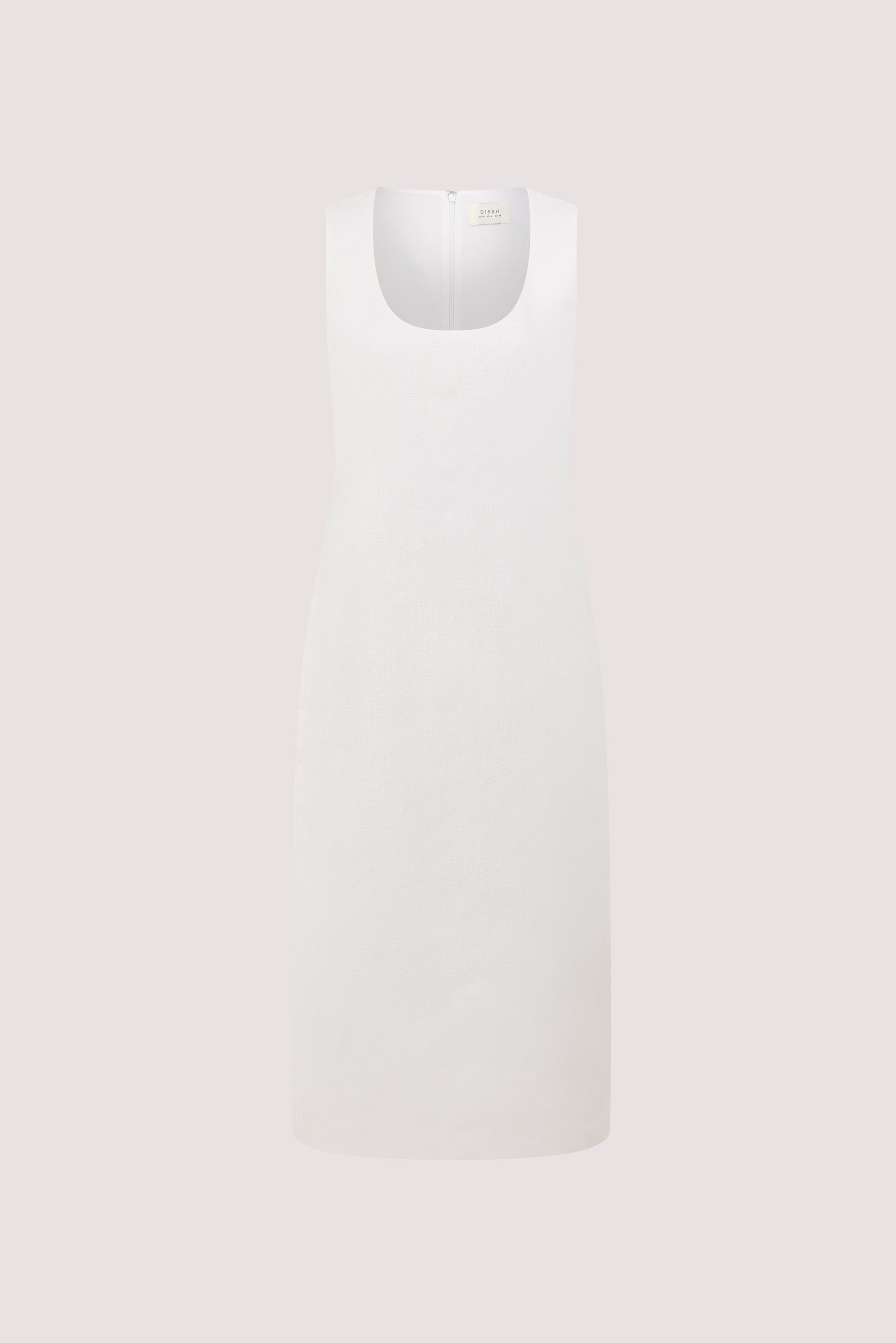 AURELI WHITE LINEN MIDI DRESS