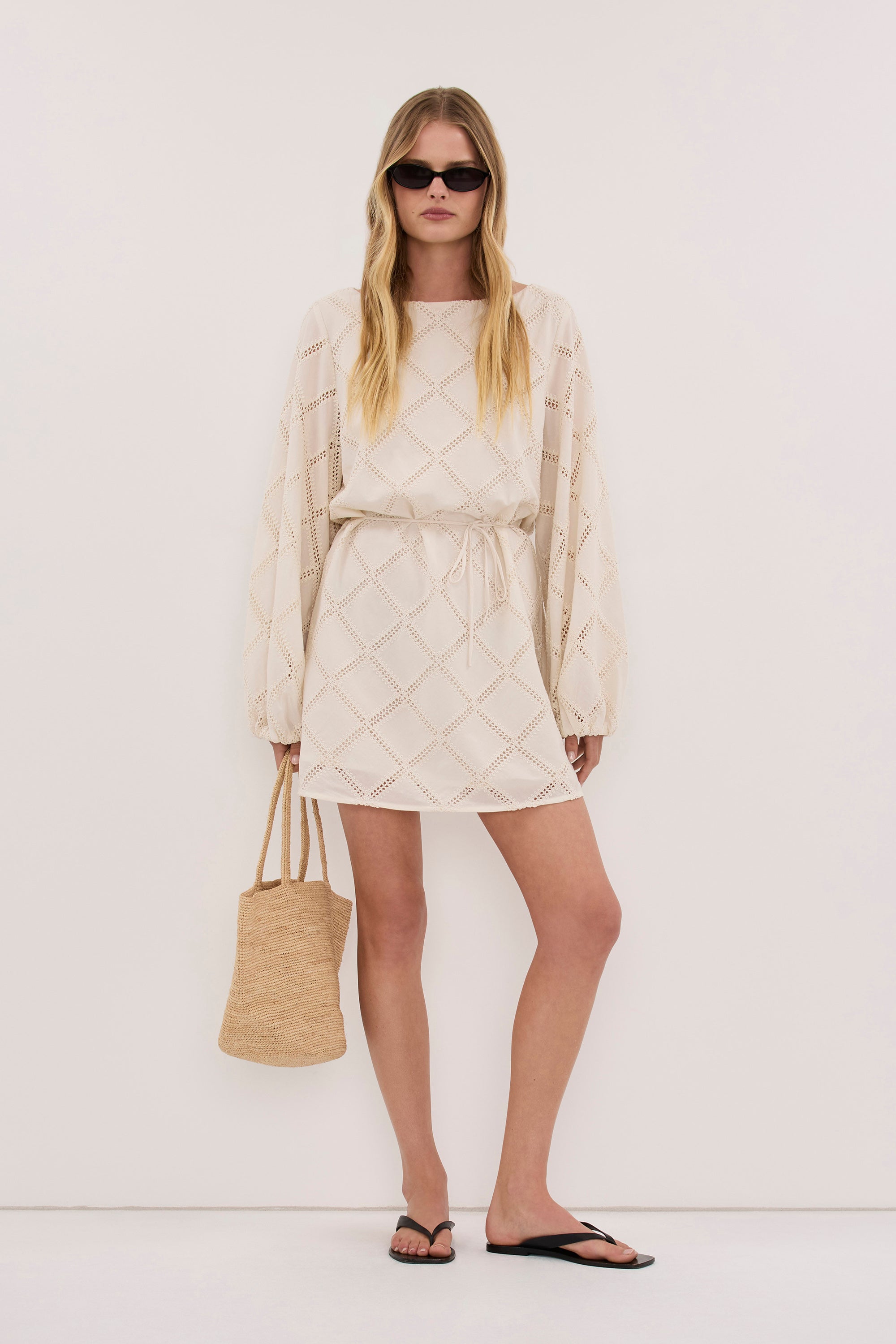 ANNIKA CREAM COTTON MINI DRESS