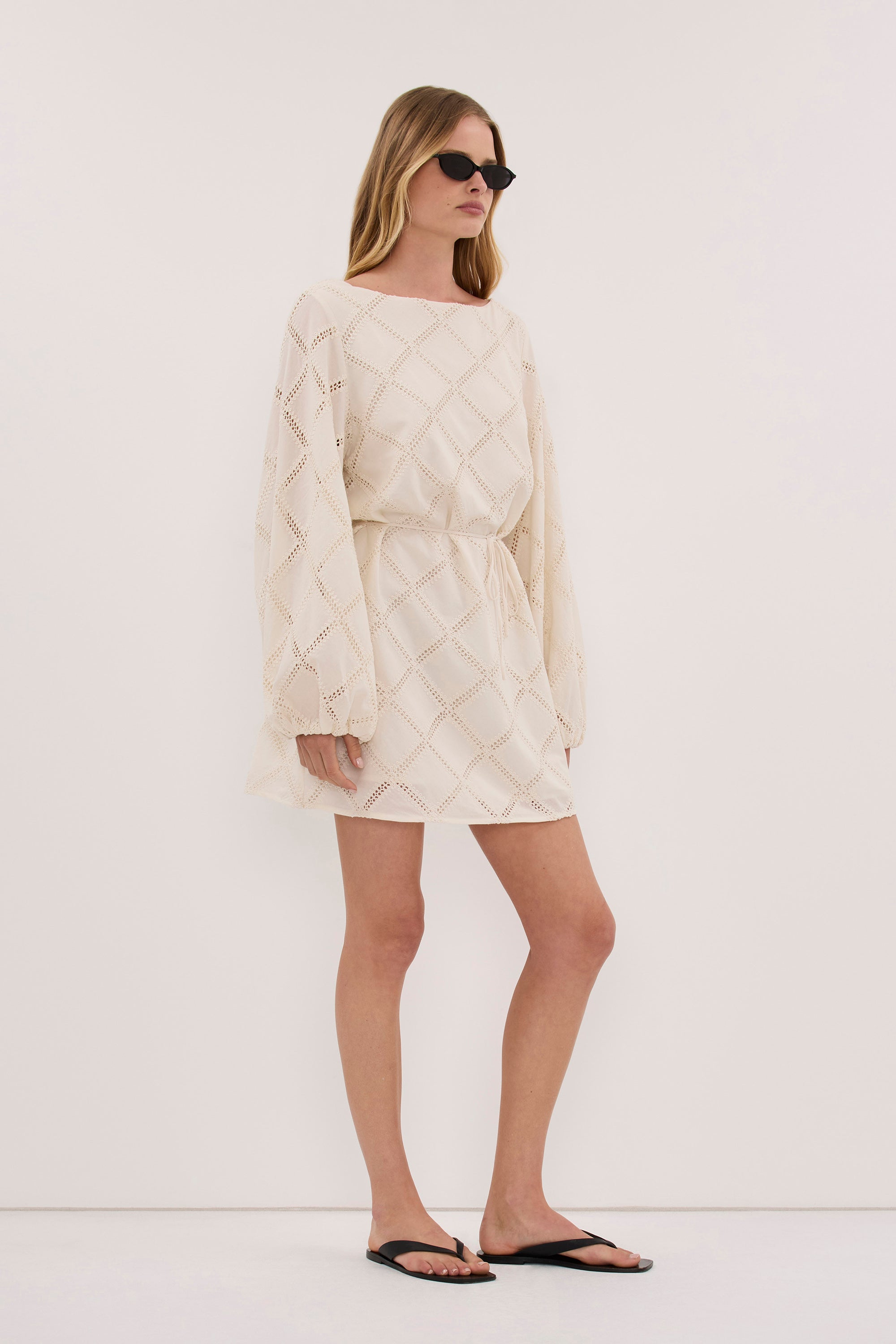 ANNIKA CREAM COTTON MINI DRESS