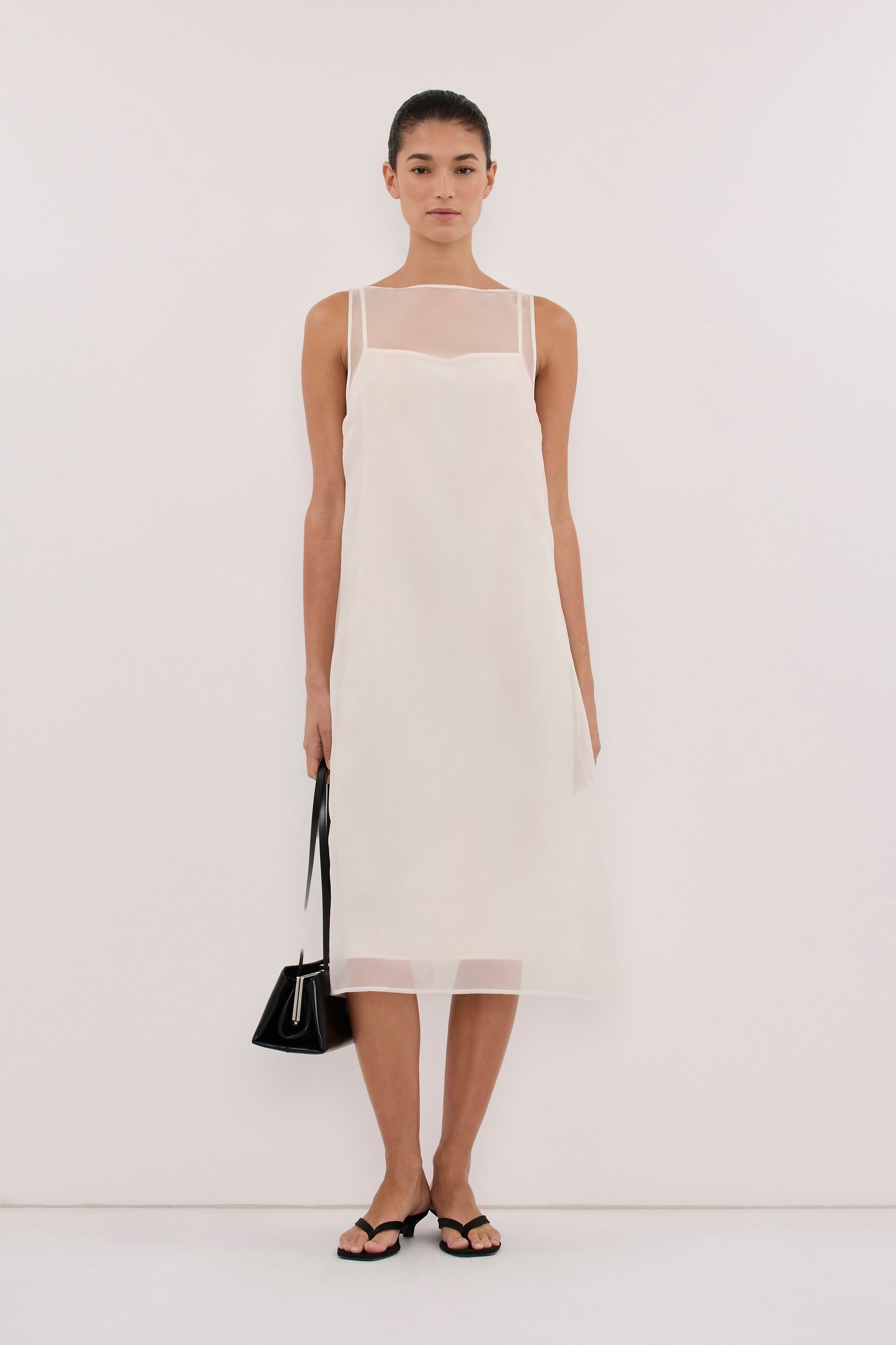SIAN IVORY ORGANZA MIDI DRESS - PRE ORDER
