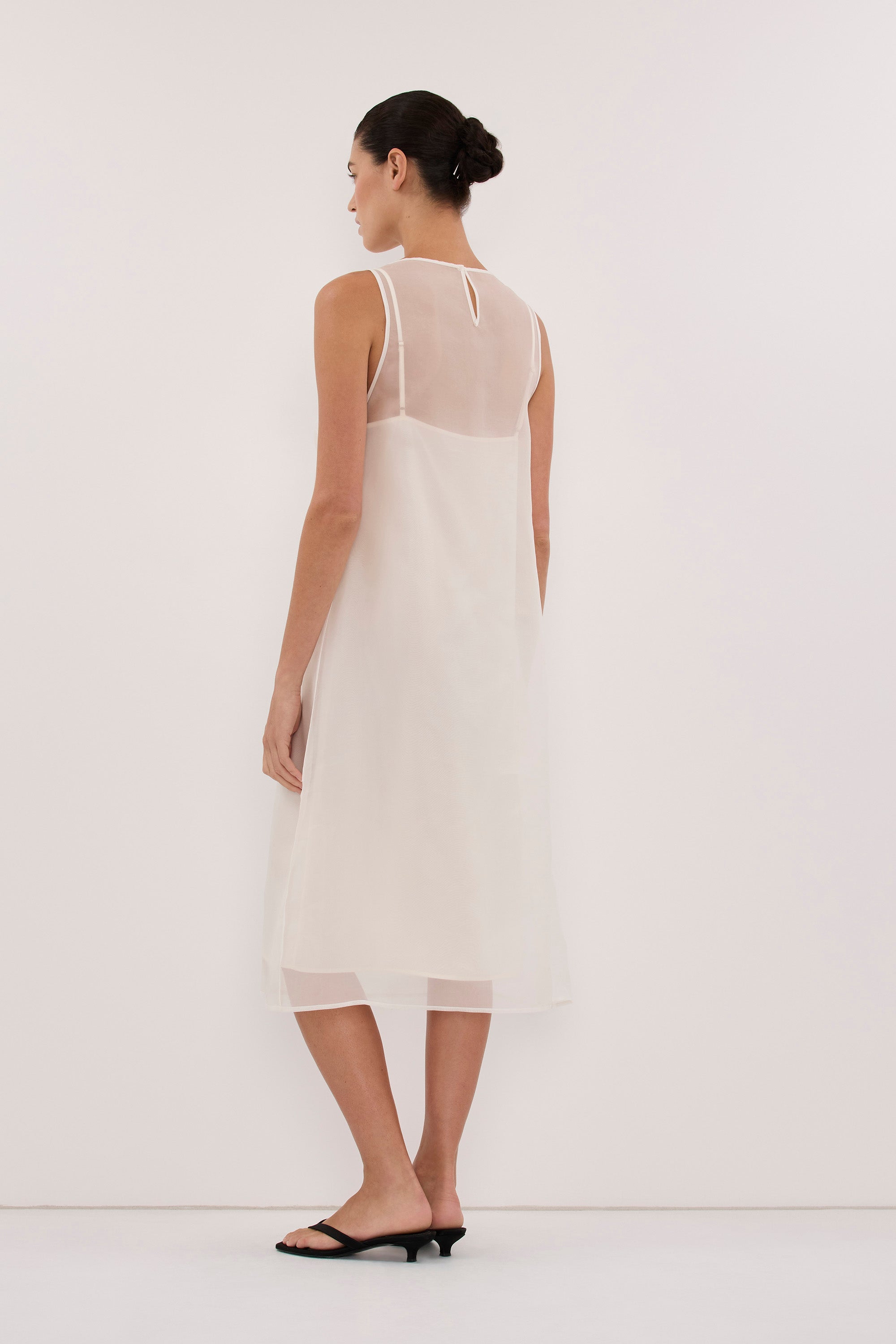 SIAN IVORY ORGANZA MIDI DRESS - PRE ORDER
