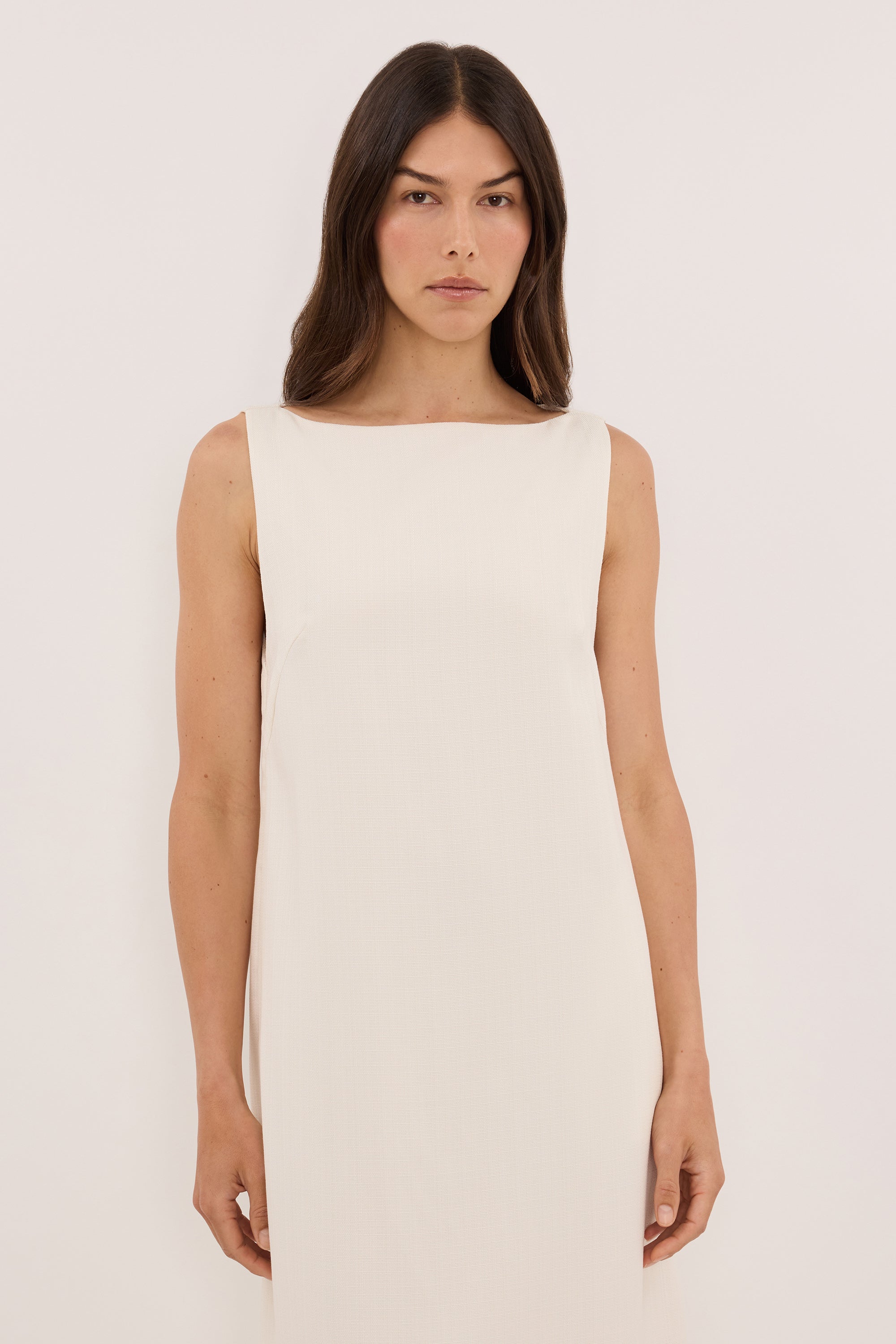 RUNA IVORY BOAT NECK MIDI DRESS