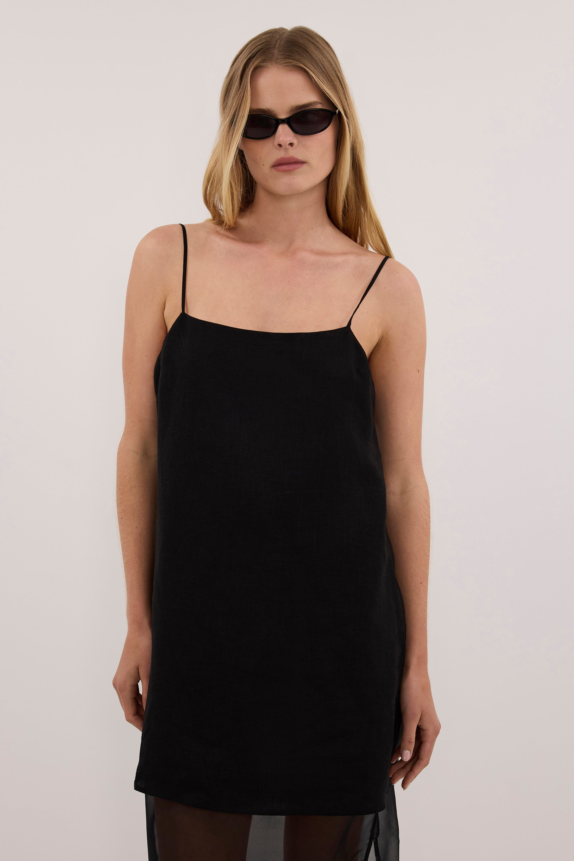 LILYANA BLACK LINEN ORGANZA DRESS – DISSH