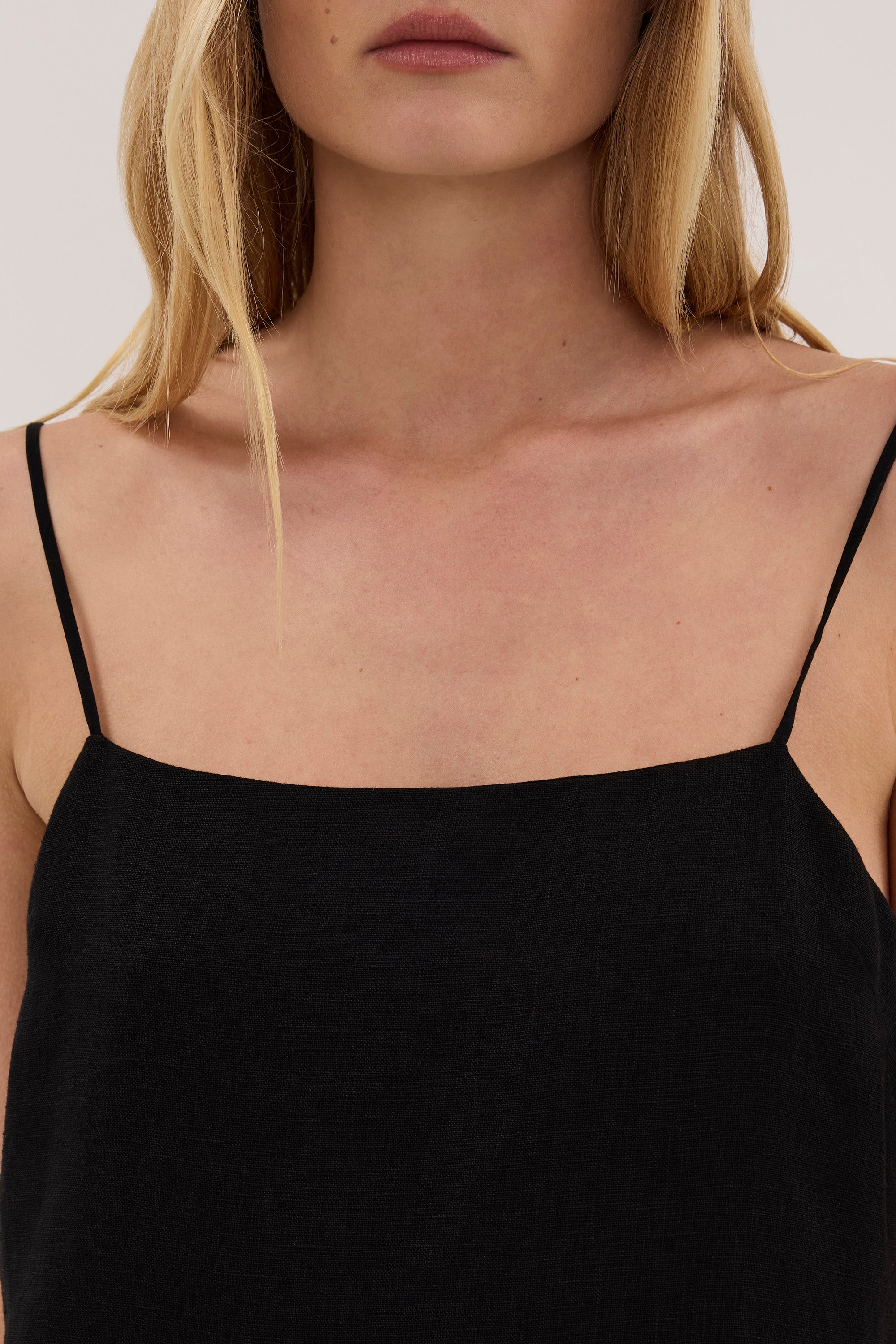 LILYANA BLACK LINEN SILK ORGANZA DRESS