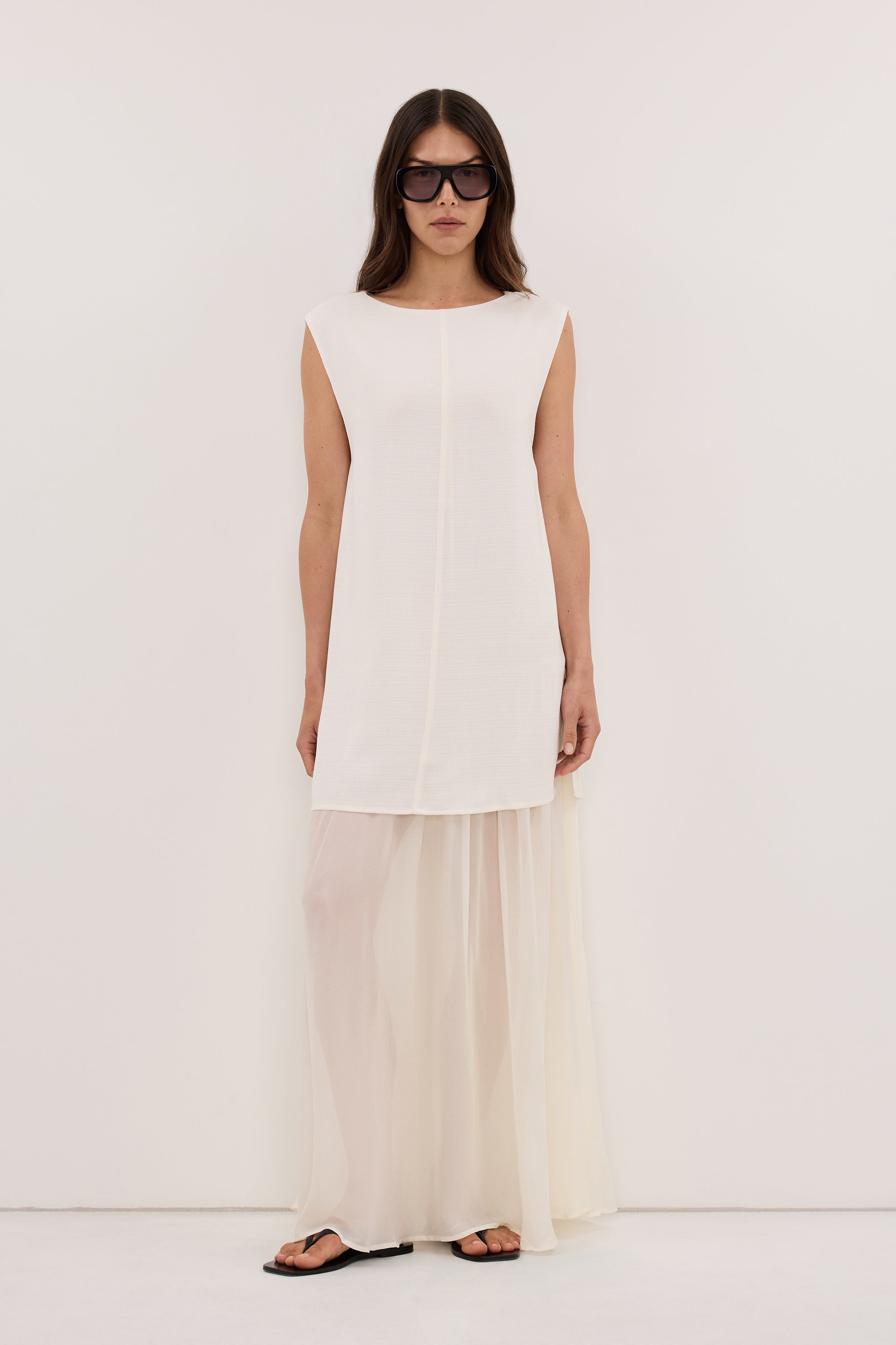 KAELIN IVORY HYBRID MIDI DRESS - PRE ORDER