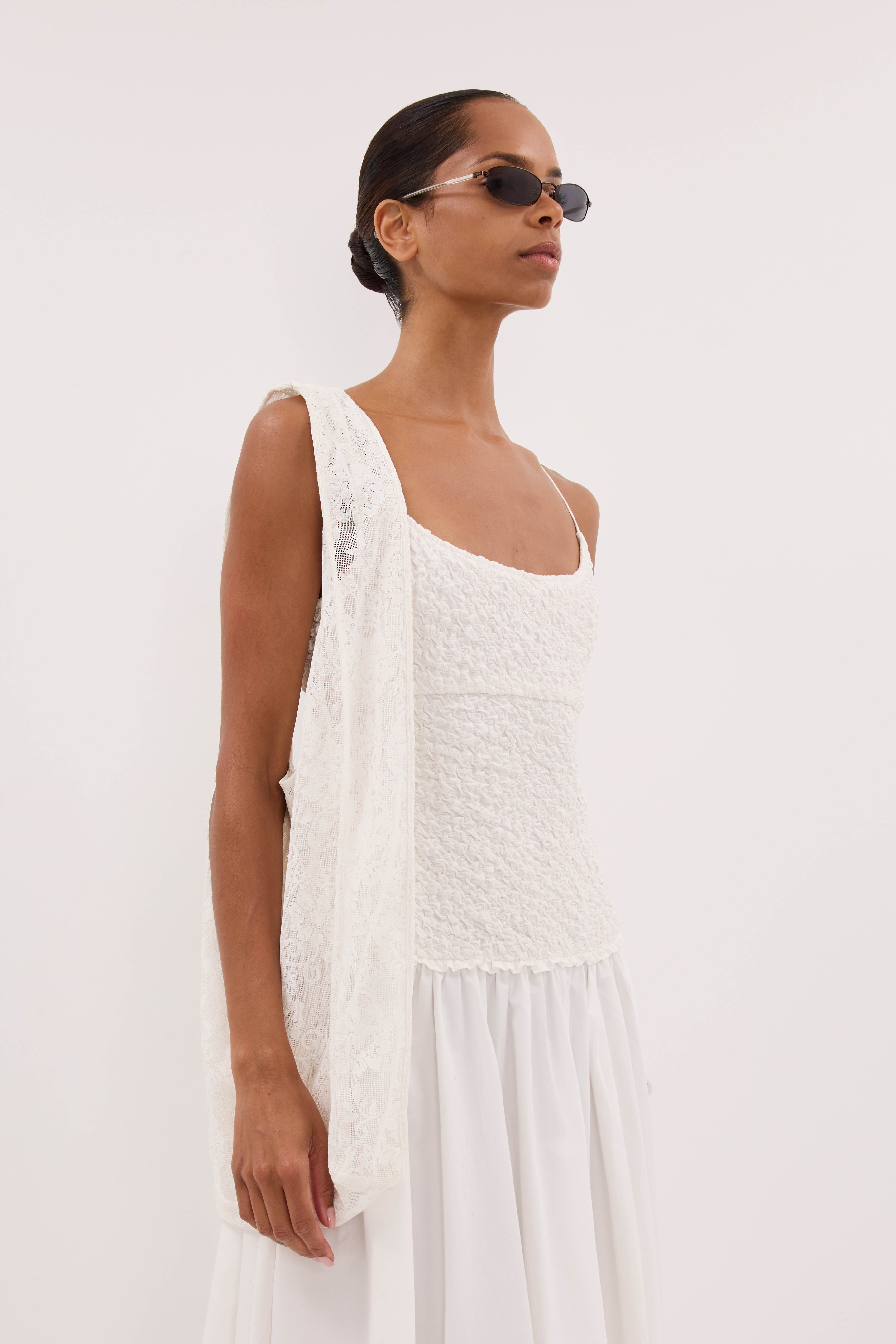 ANYA WHITE LACE SHOULDER BAG