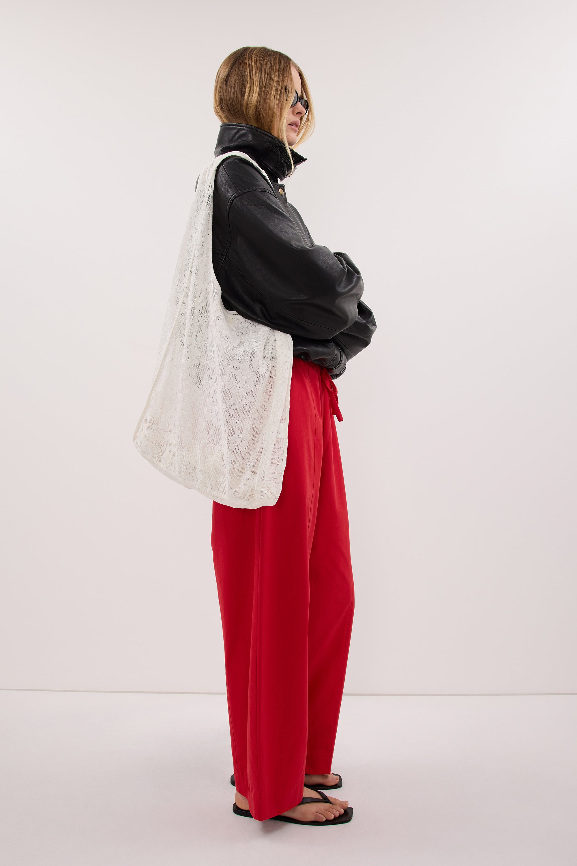 ANYA WHITE LACE SHOULDER BAG