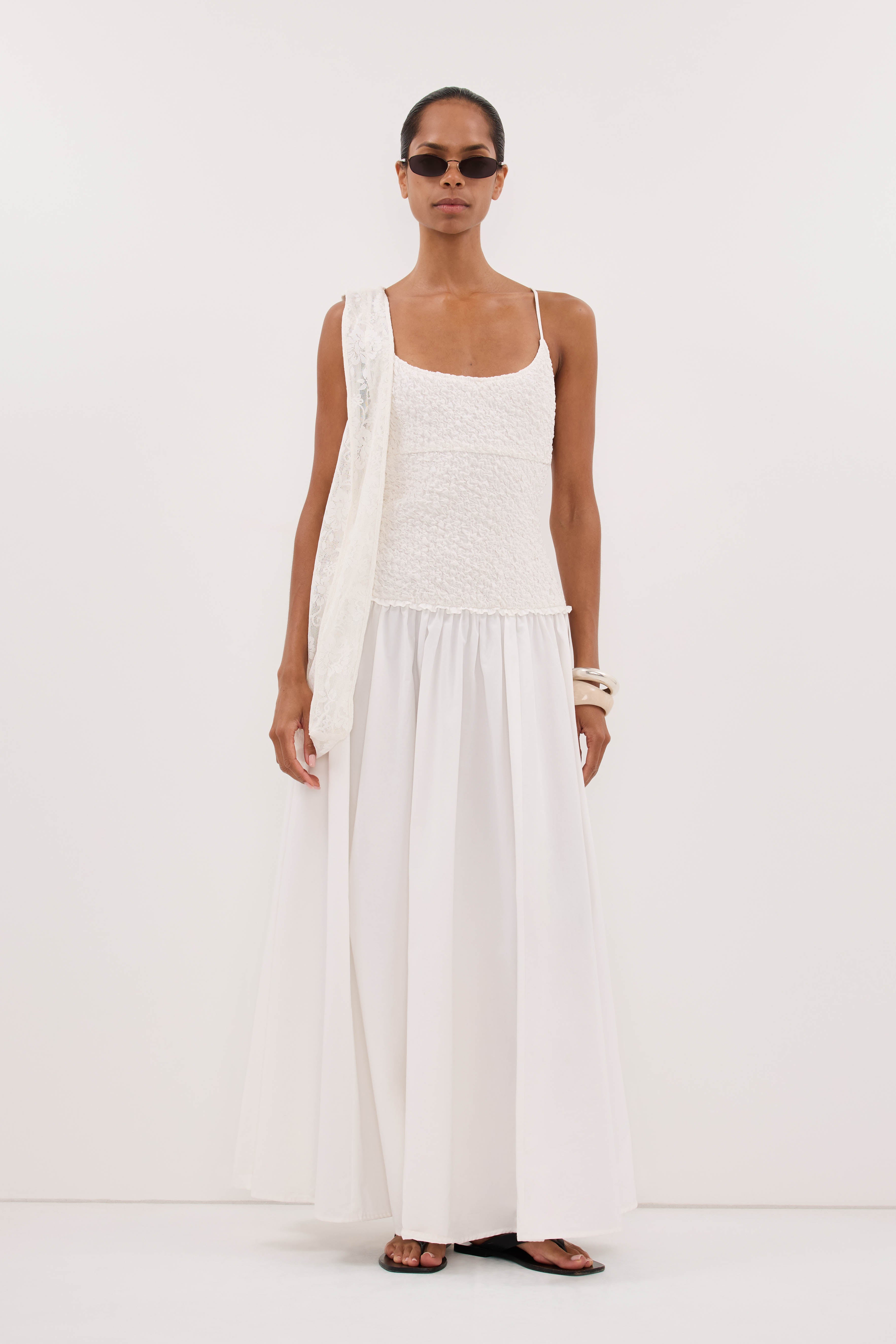ANYA WHITE LACE SHOULDER BAG