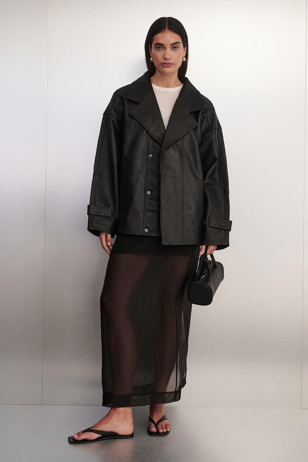 MARGOT BLACK OVERSIZED LEATHER JACKET