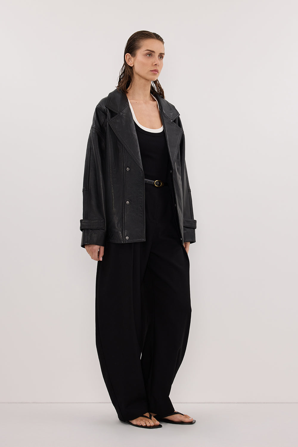 MARGOT BLACK OVERSIZED LEATHER JACKET