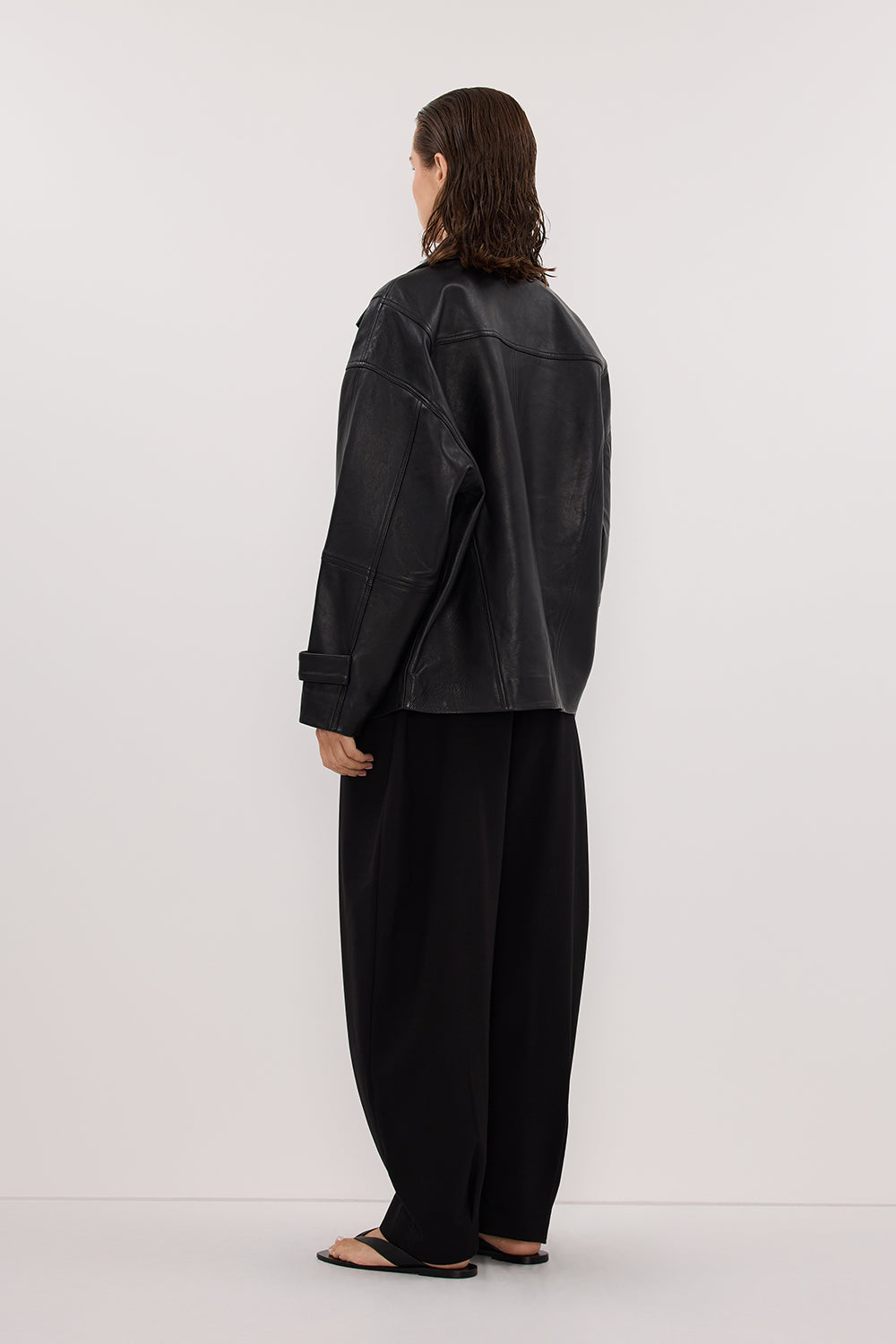 MARGOT BLACK OVERSIZED LEATHER JACKET