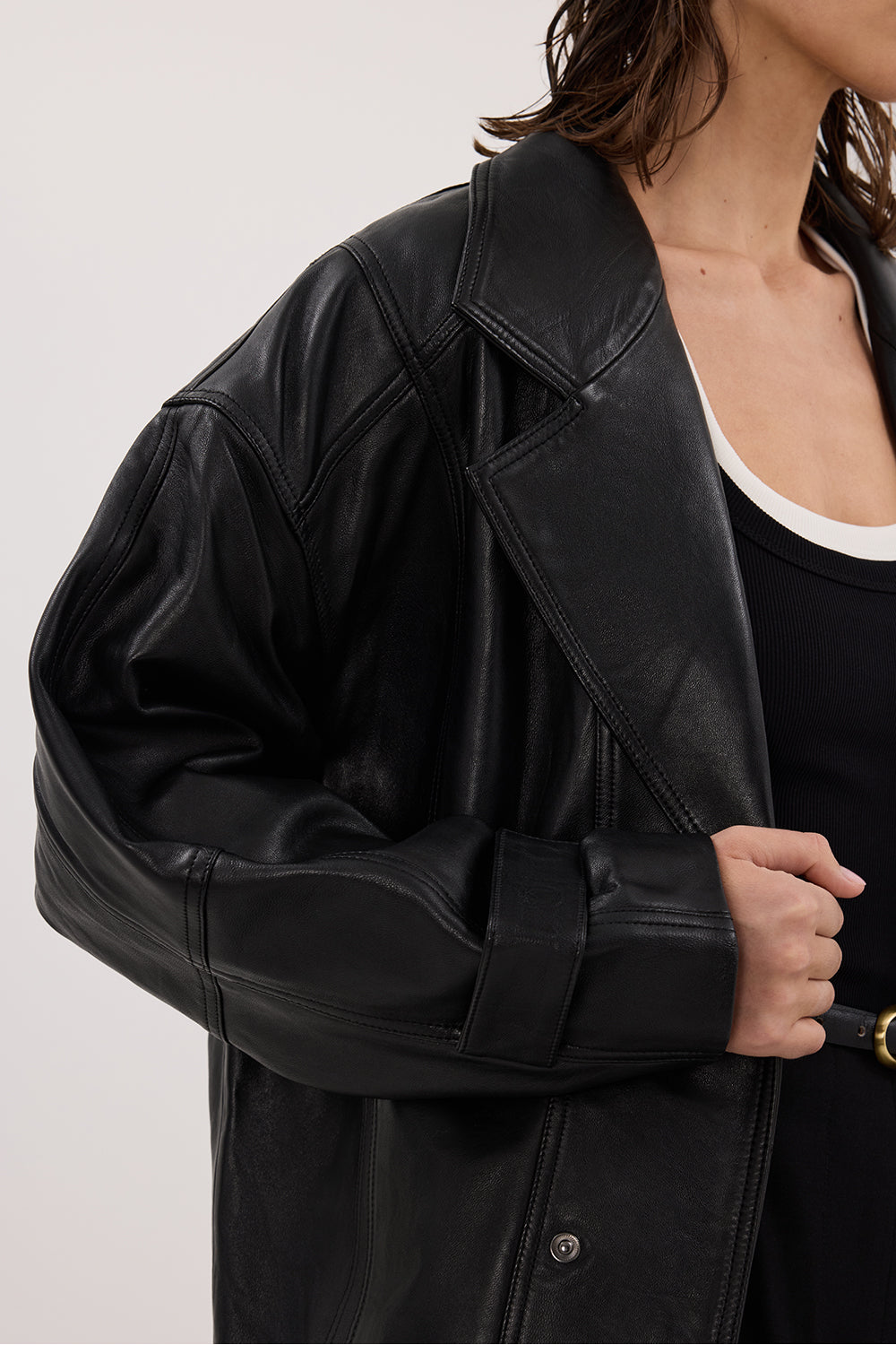 MARGOT BLACK OVERSIZED LEATHER JACKET