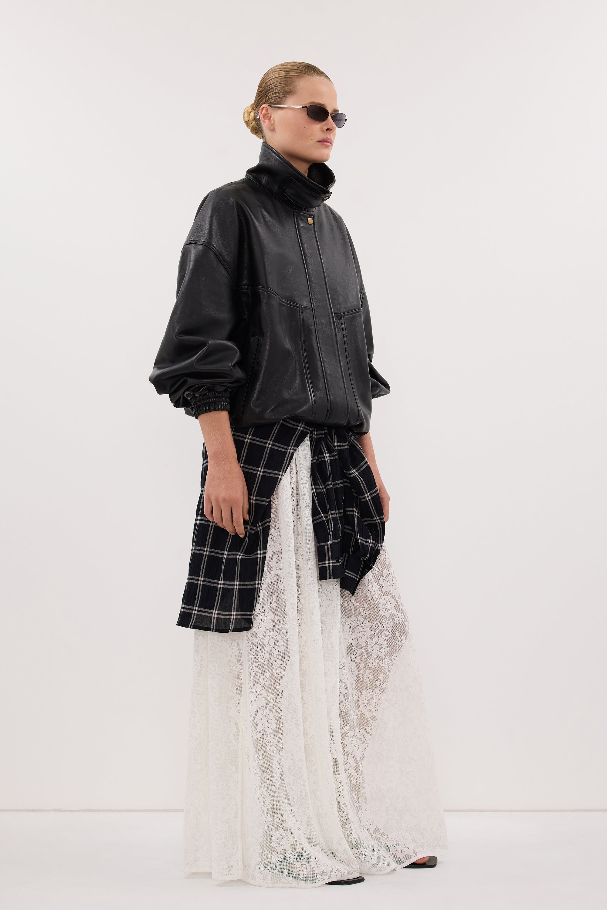 SERIN BLACK LEATHER BOMBER JACKET - PRE ORDER