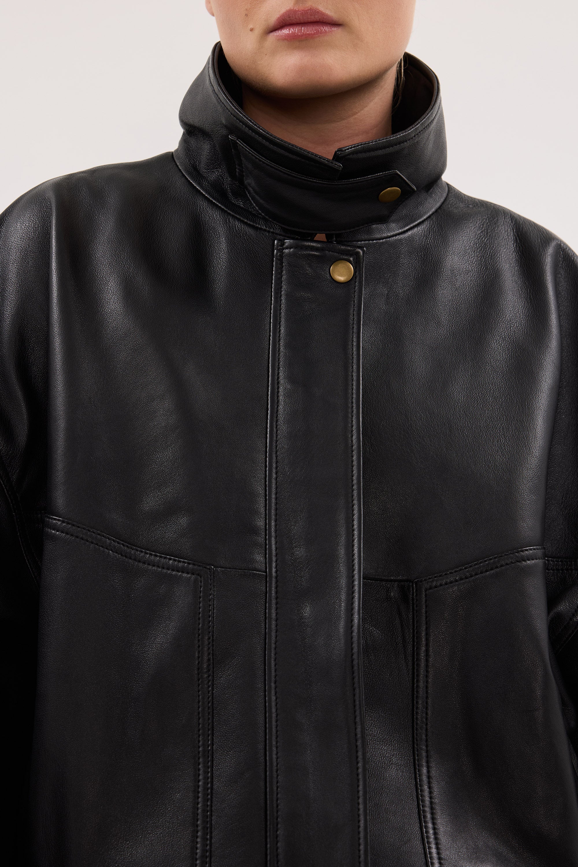 SERIN BLACK LEATHER BOMBER JACKET - PRE ORDER