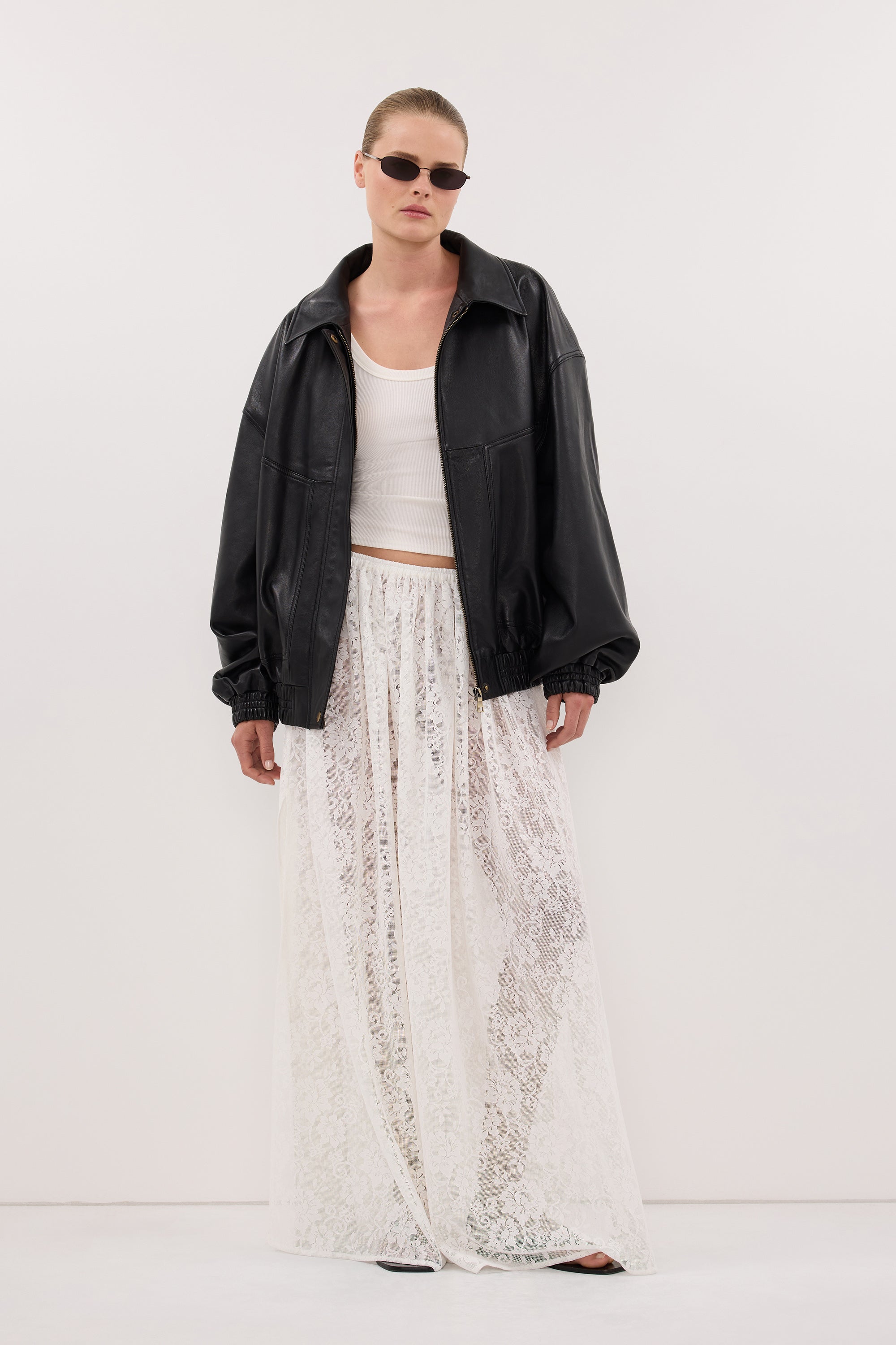 SERIN BLACK LEATHER BOMBER JACKET - PRE ORDER