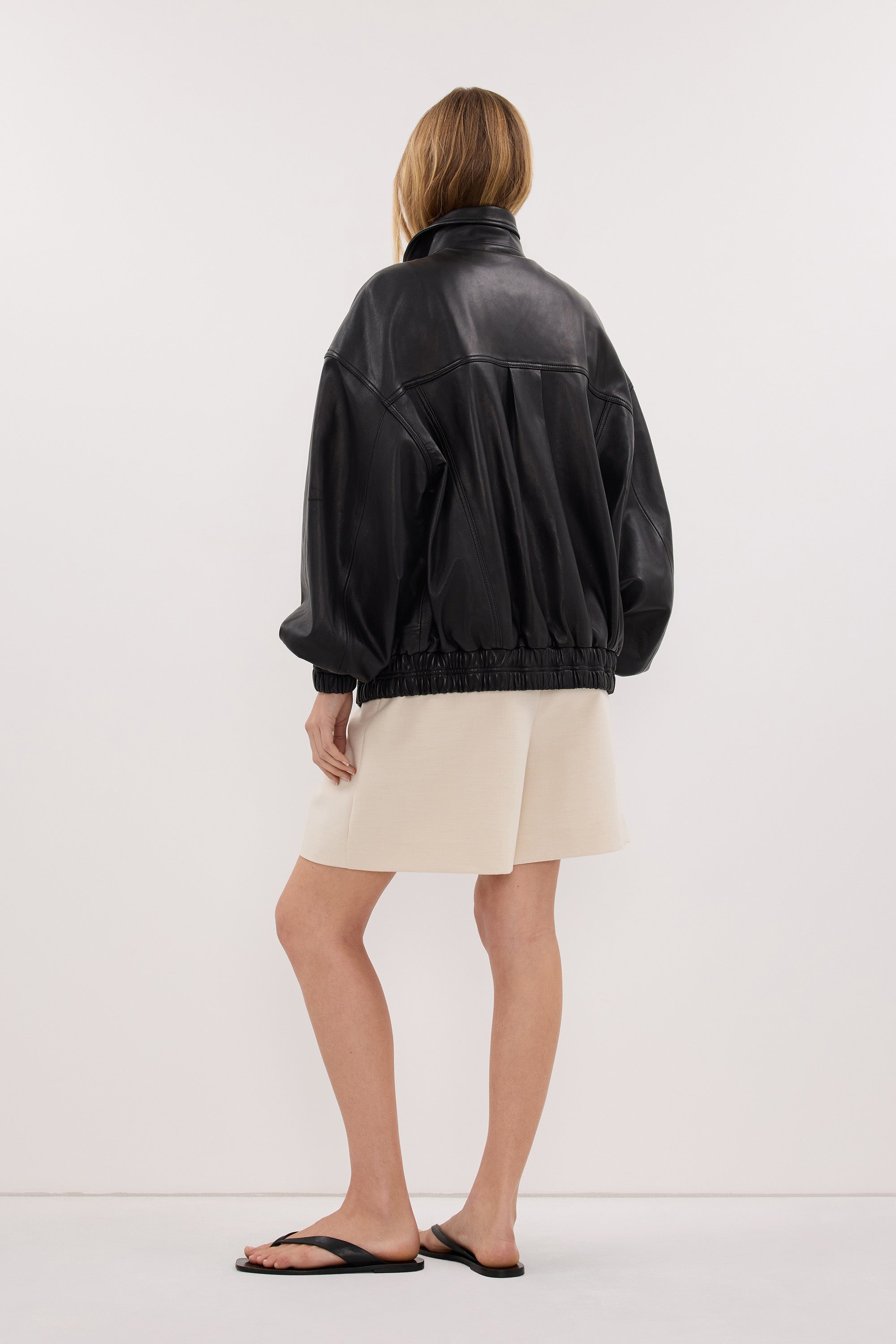 SERIN BLACK LEATHER BOMBER JACKET - PRE ORDER