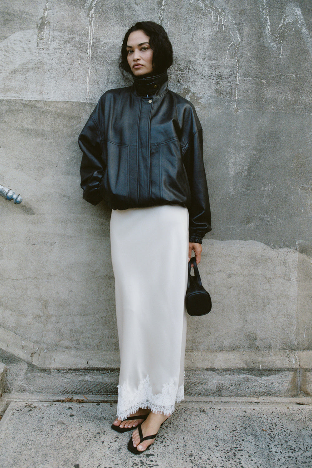 SERIN BLACK LEATHER BOMBER JACKET - PRE ORDER
