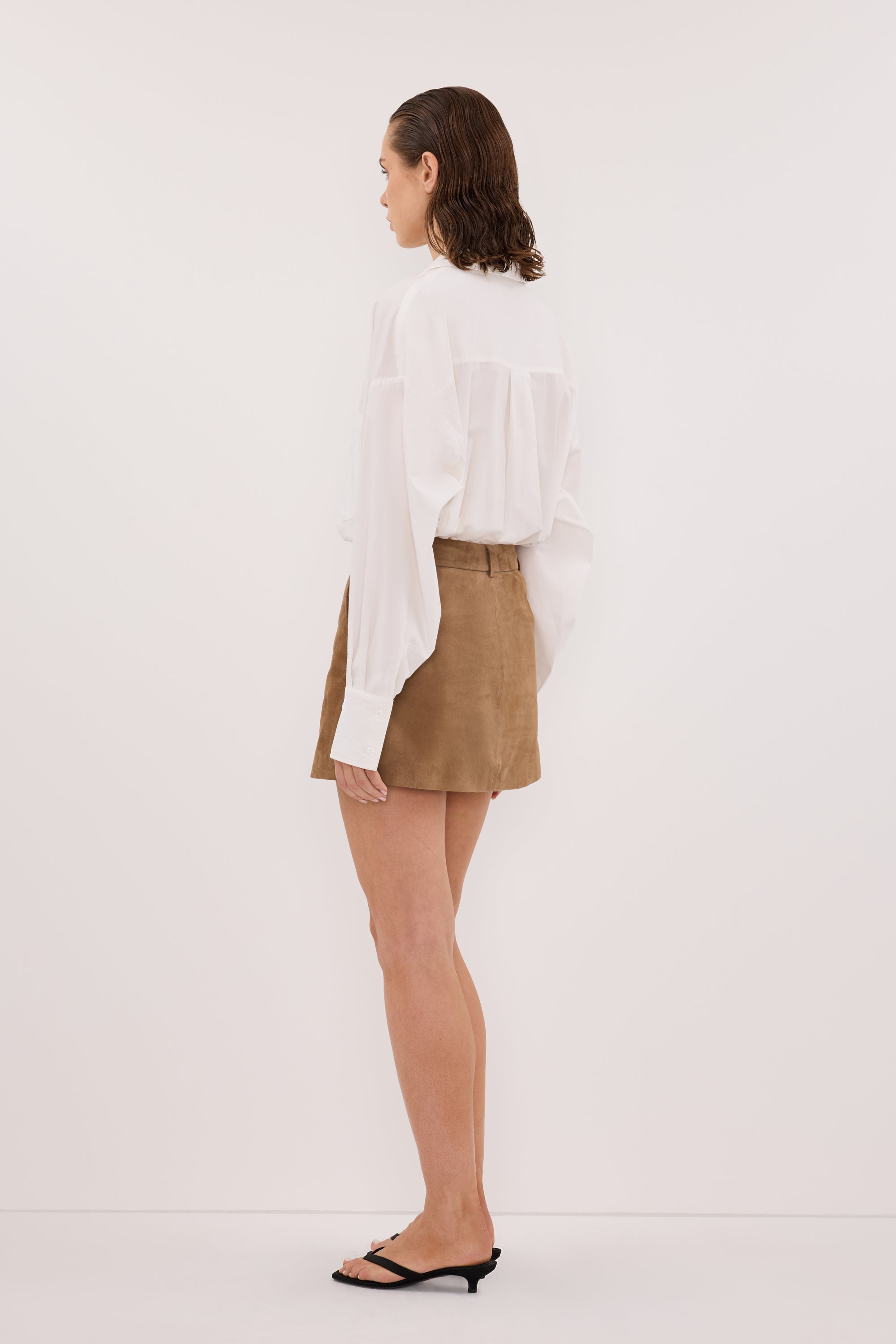ESTELLE CHESTNUT SUEDE MINI SKIRT
