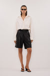 MAYFAIR BLACK LEATHER BERMUDA SHORT