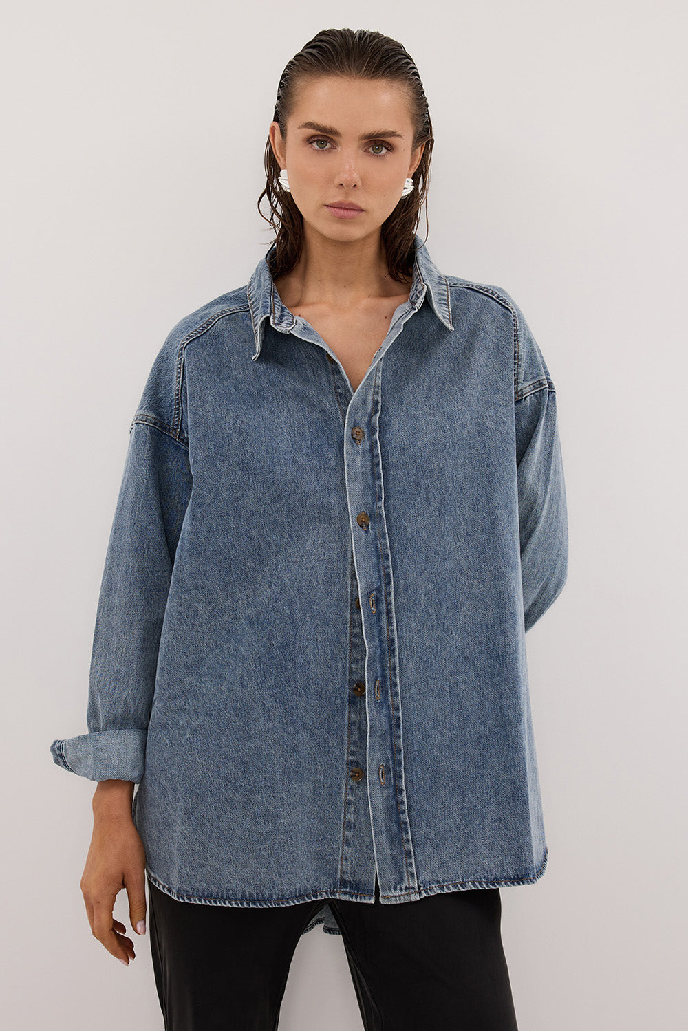ASHTON CLASSIC BLUE OVERSIZED DENIM SHIRT