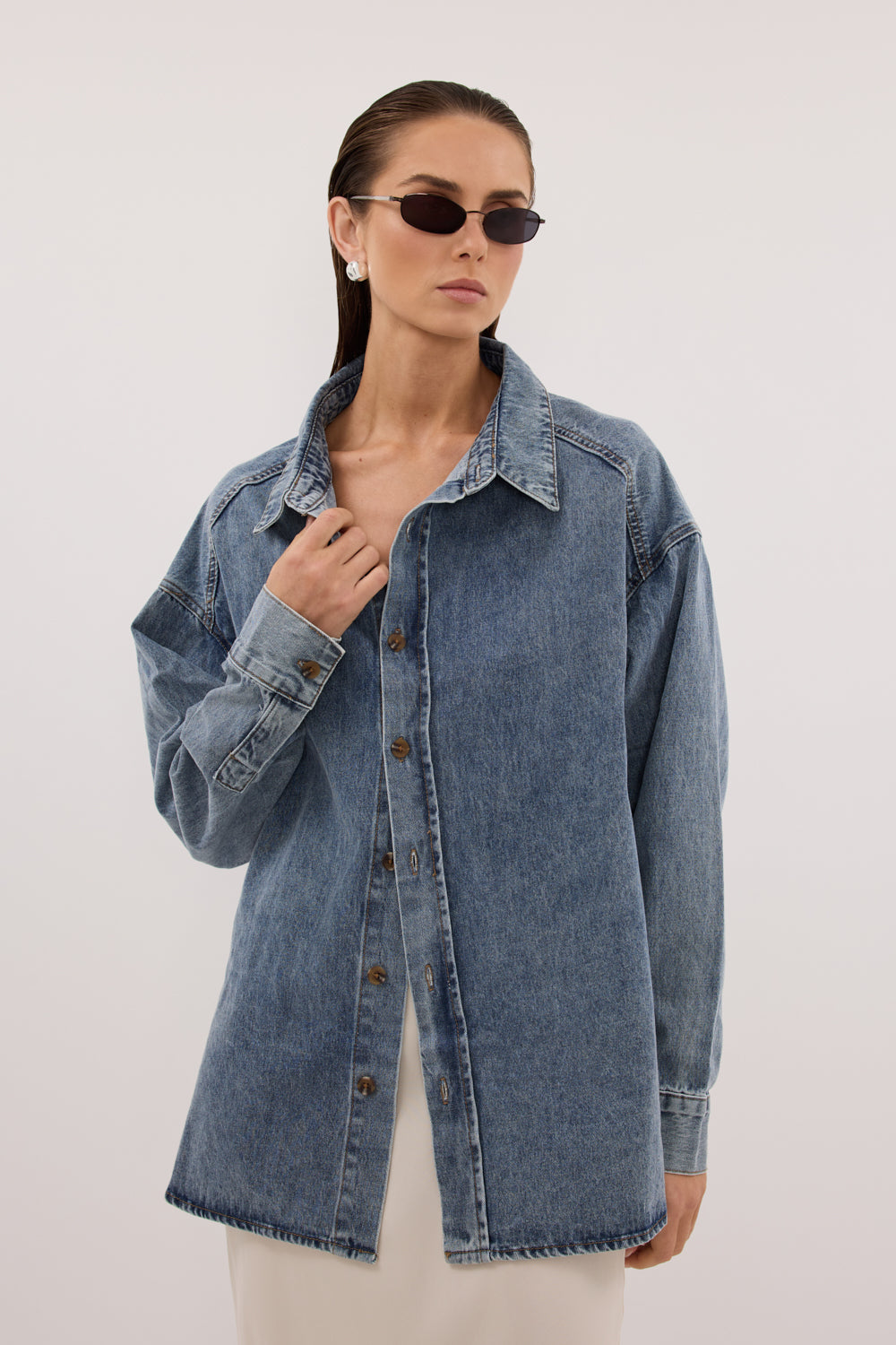 ASHTON CLASSIC BLUE OVERSIZED DENIM SHIRT
