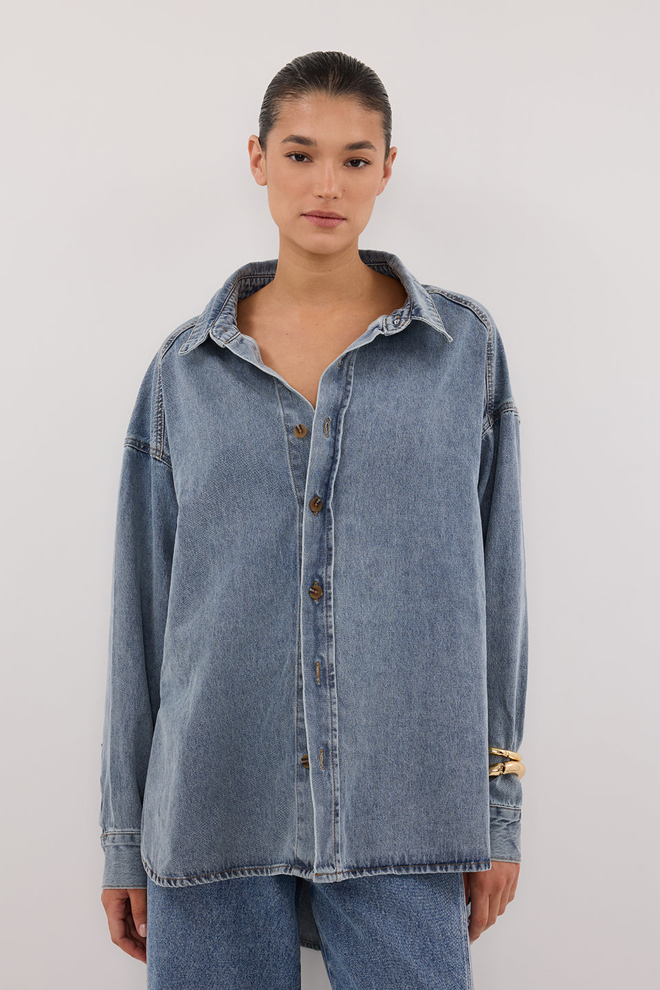 ASHTON CLASSIC BLUE OVERSIZED DENIM SHIRT
