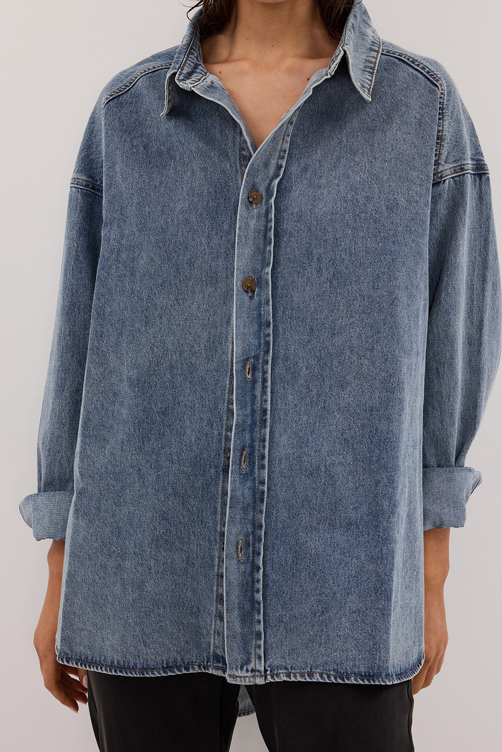 ASHTON CLASSIC BLUE OVERSIZED DENIM SHIRT