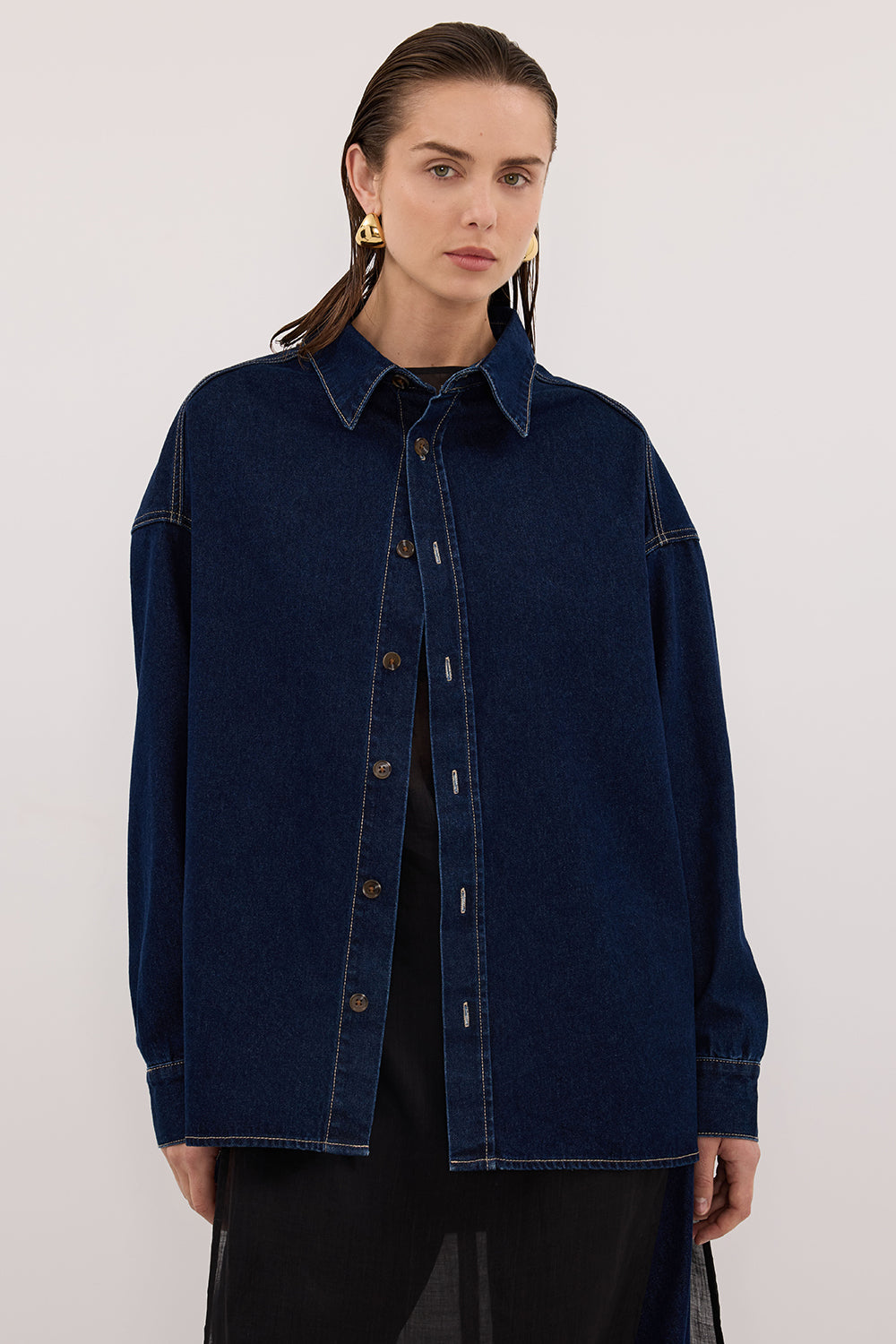 ASHTON INDIGO OVERSIZED DENIM SHIRT