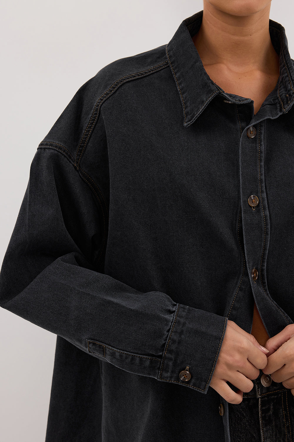 ASHTON WASHED BLACK DENIM SHIRT ASHTON WASHED BLACK DENIM SHIRT