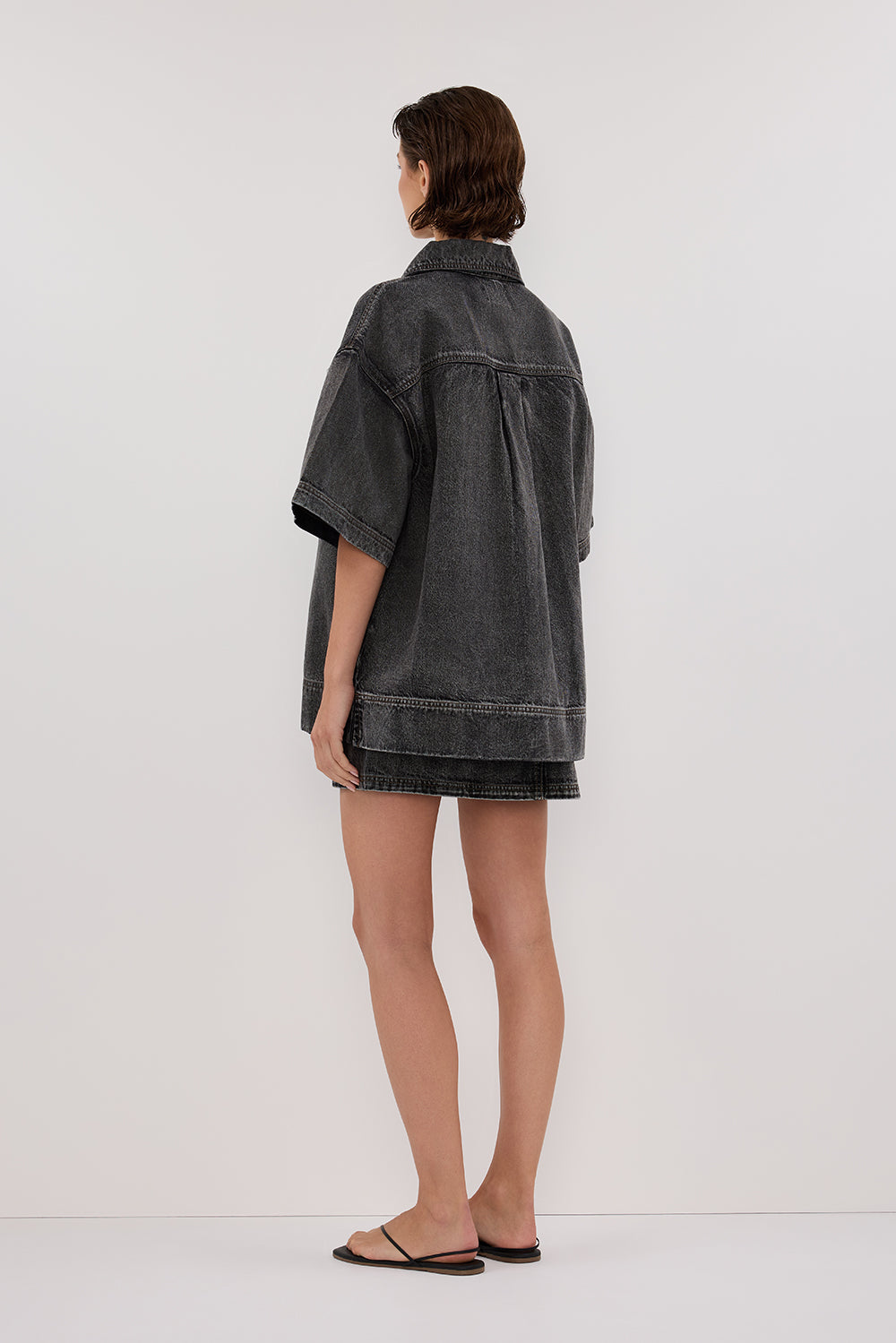 MASON WASHED BLACK BOXY DENIM SHIRT