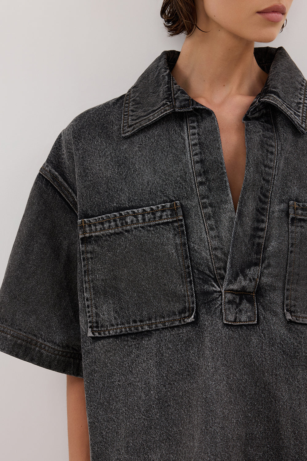MASON WASHED BLACK BOXY DENIM SHIRT