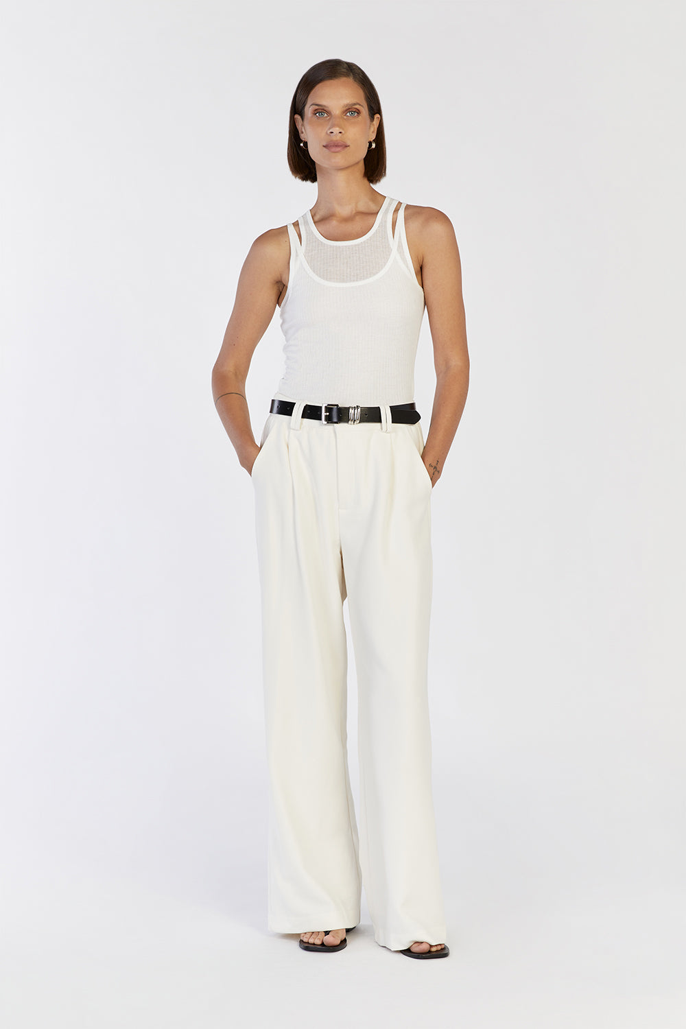 JUDE OFF WHITE SLEEVELESS LAYER TOP