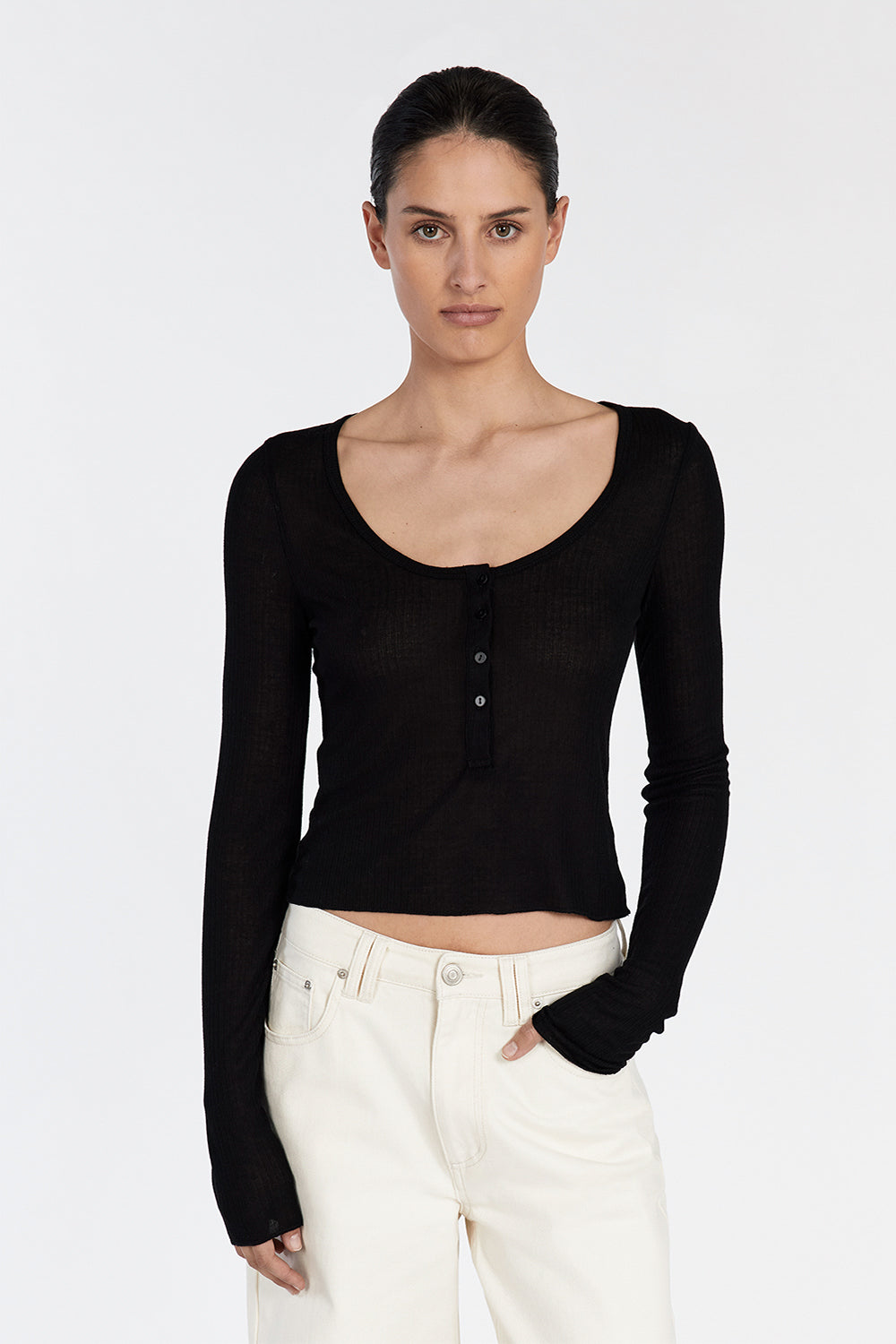 ARDEN BLACK LONG SLEEVE TOP