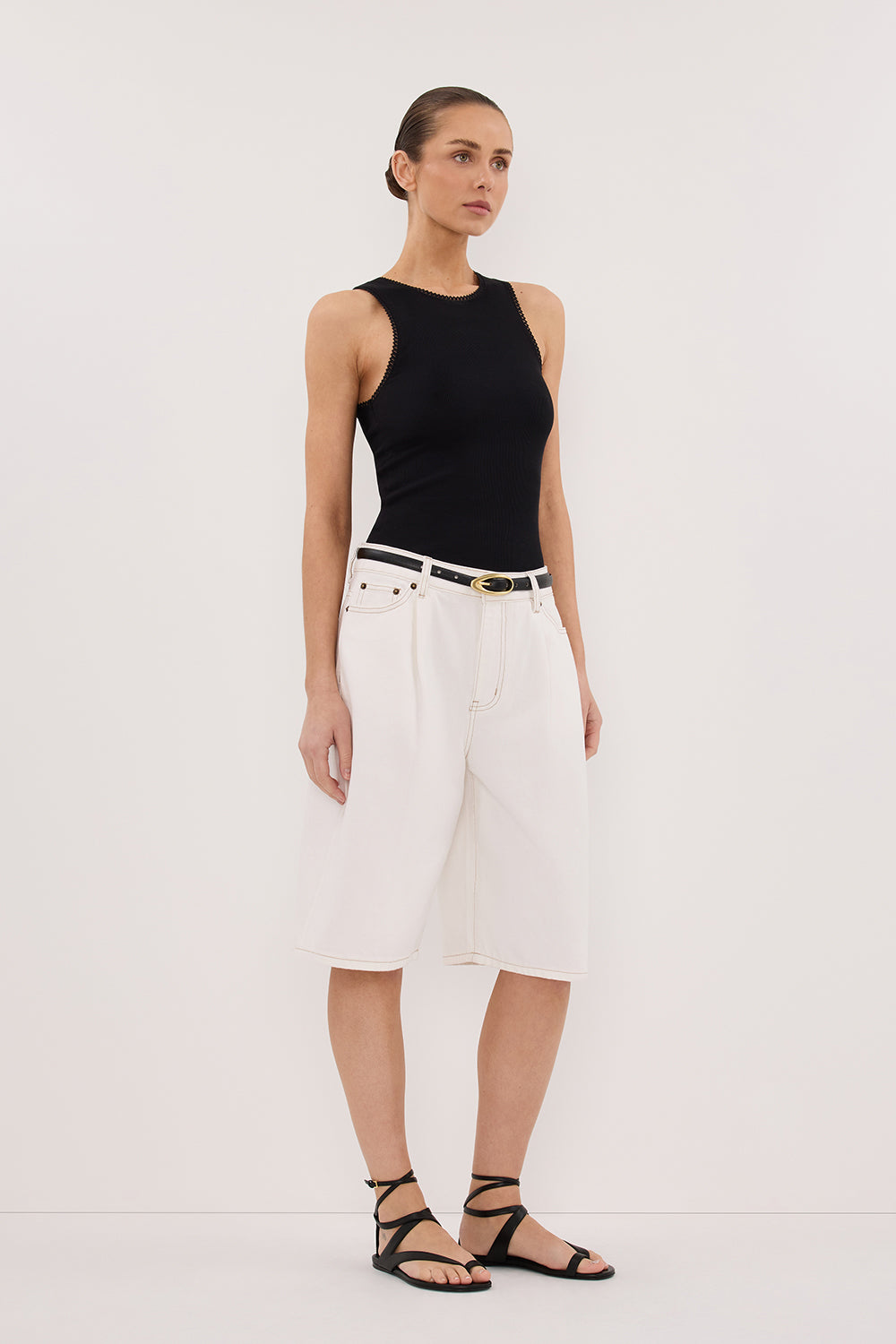 CHARLIZE BLACK SLEEVELESS KNIT TANK