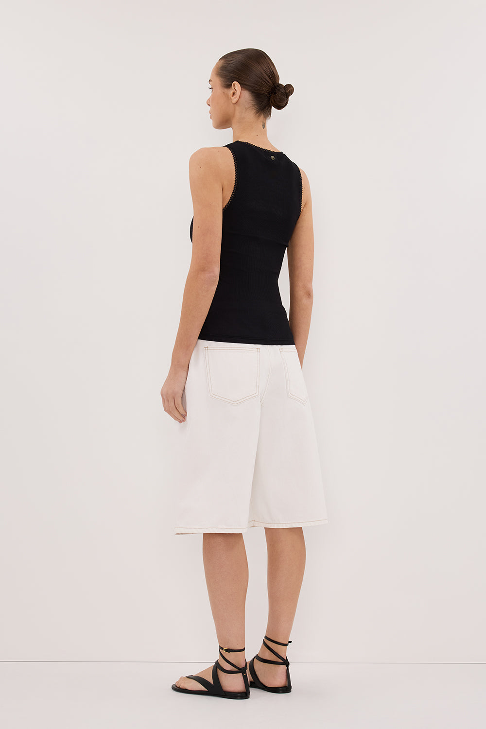 CHARLIZE BLACK SLEEVELESS KNIT TANK