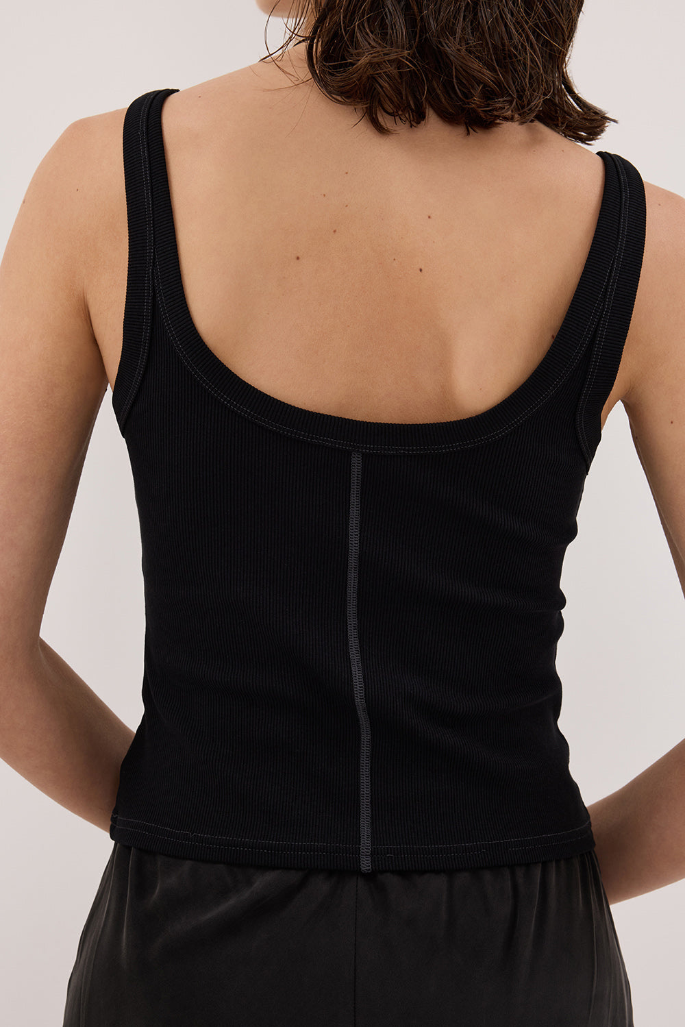 PHOEBE BLACK SCOOP NECK TANK TOP