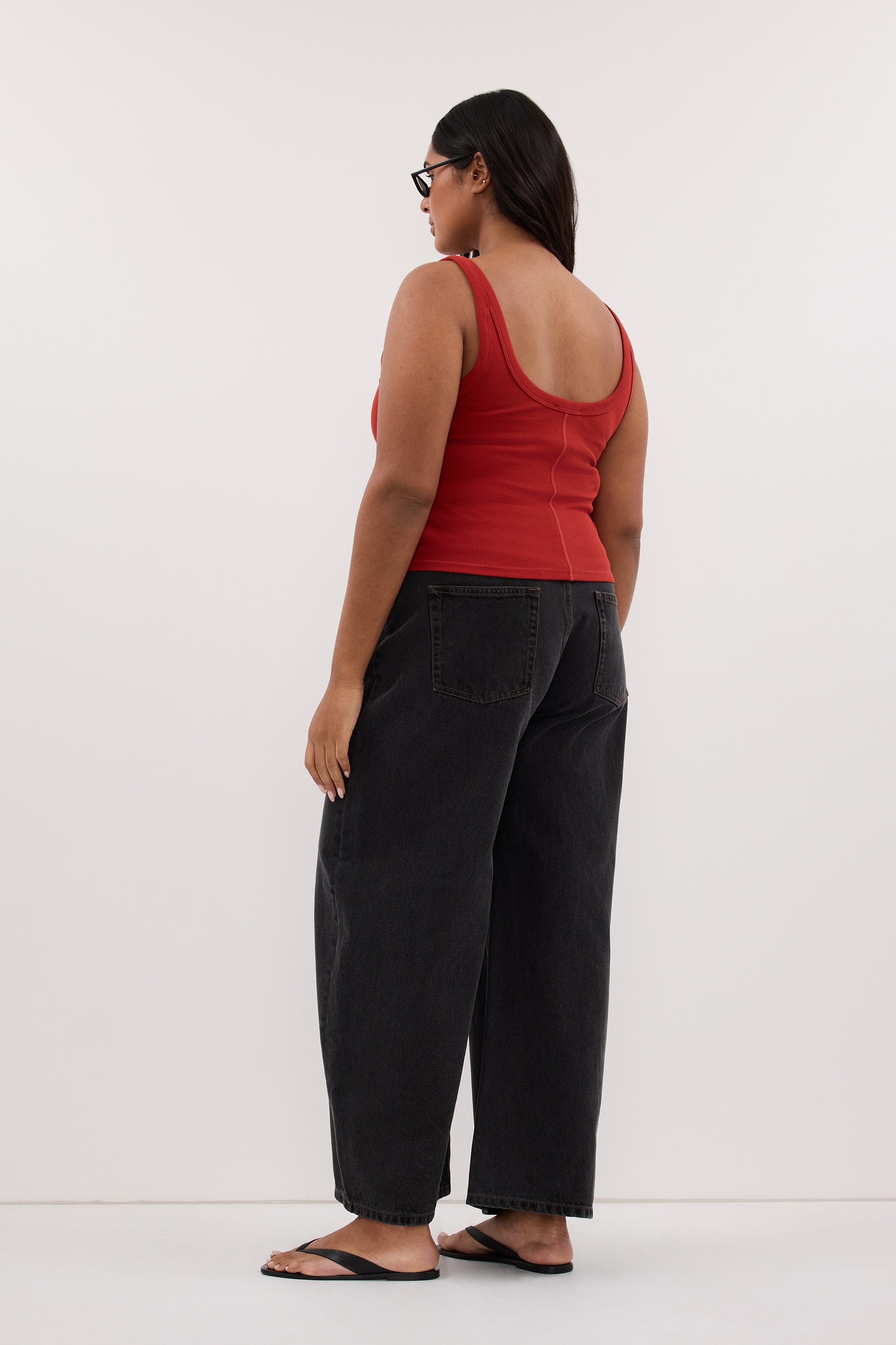 PHOEBE BURNT RED SCOOP NECK TANK TOP