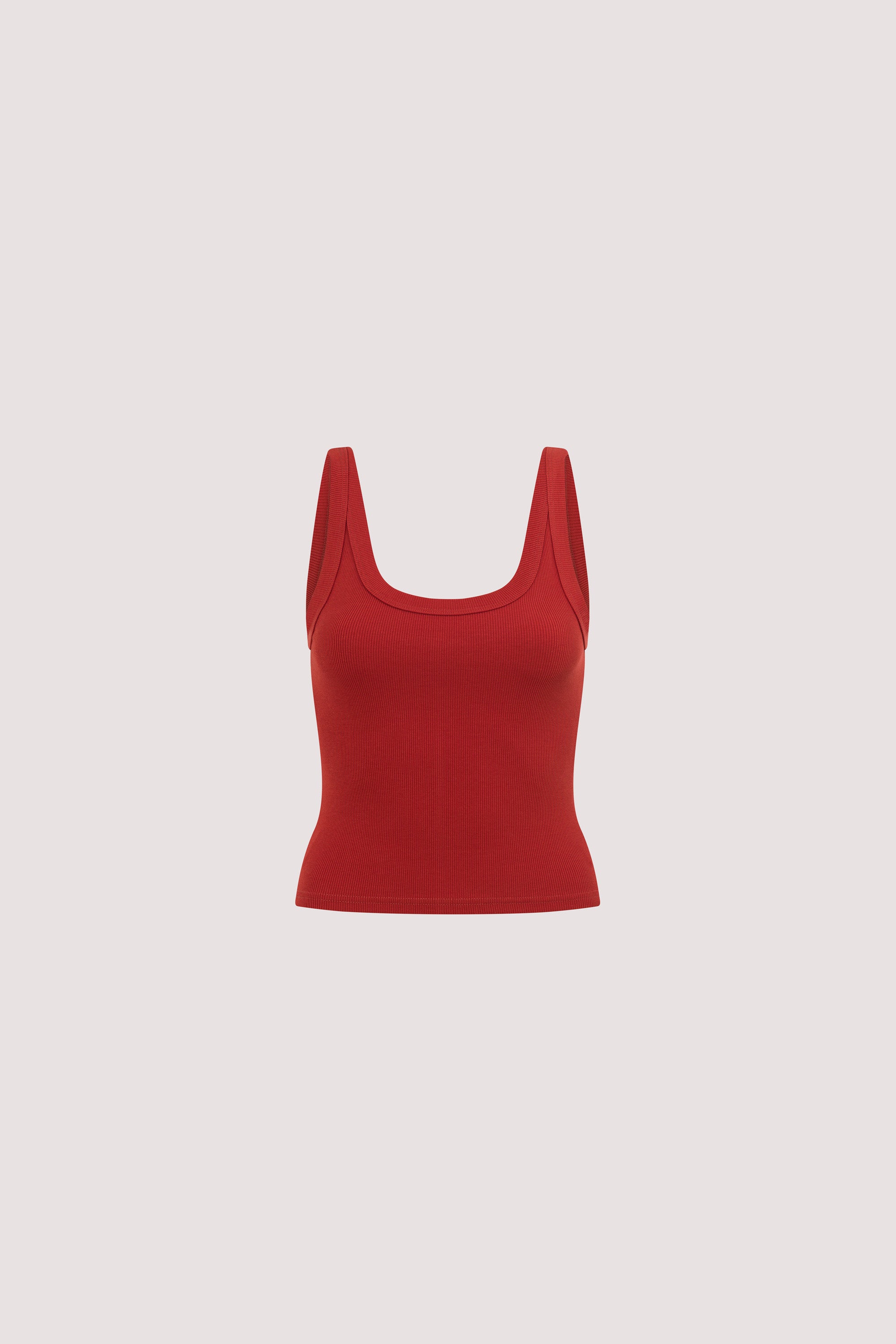 PHOEBE BURNT RED SCOOP NECK TANK TOP