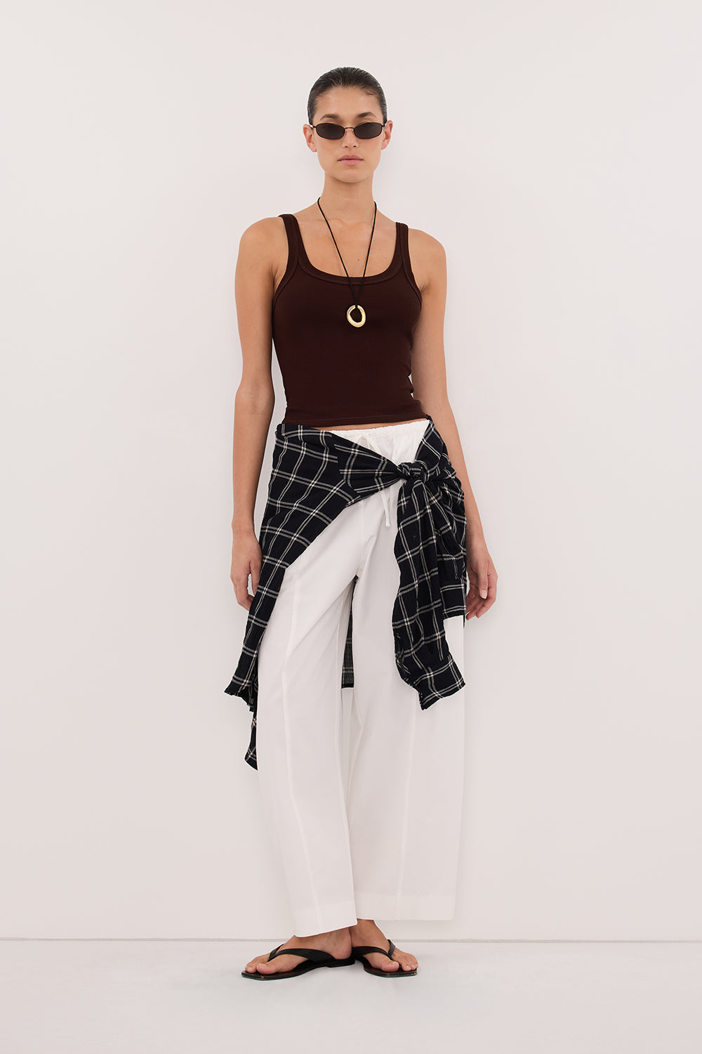 PHOEBE BURNT CHOC SCOOP NECK TANK TOP