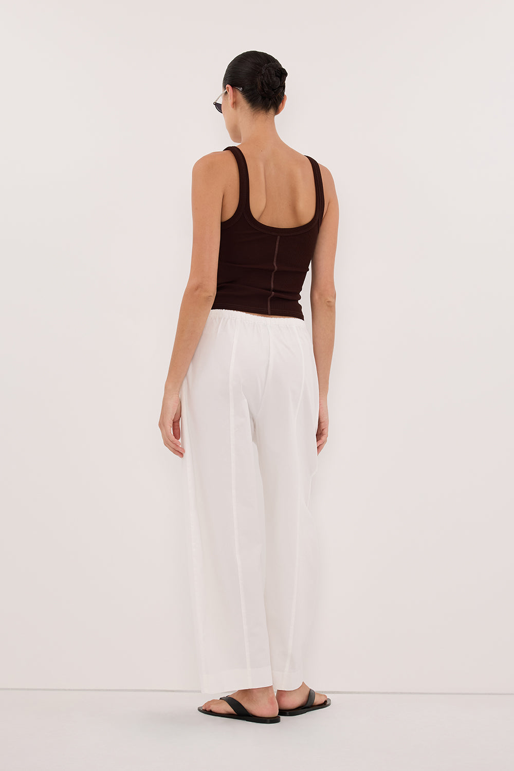 PHOEBE BURNT CHOC SCOOP NECK TANK TOP