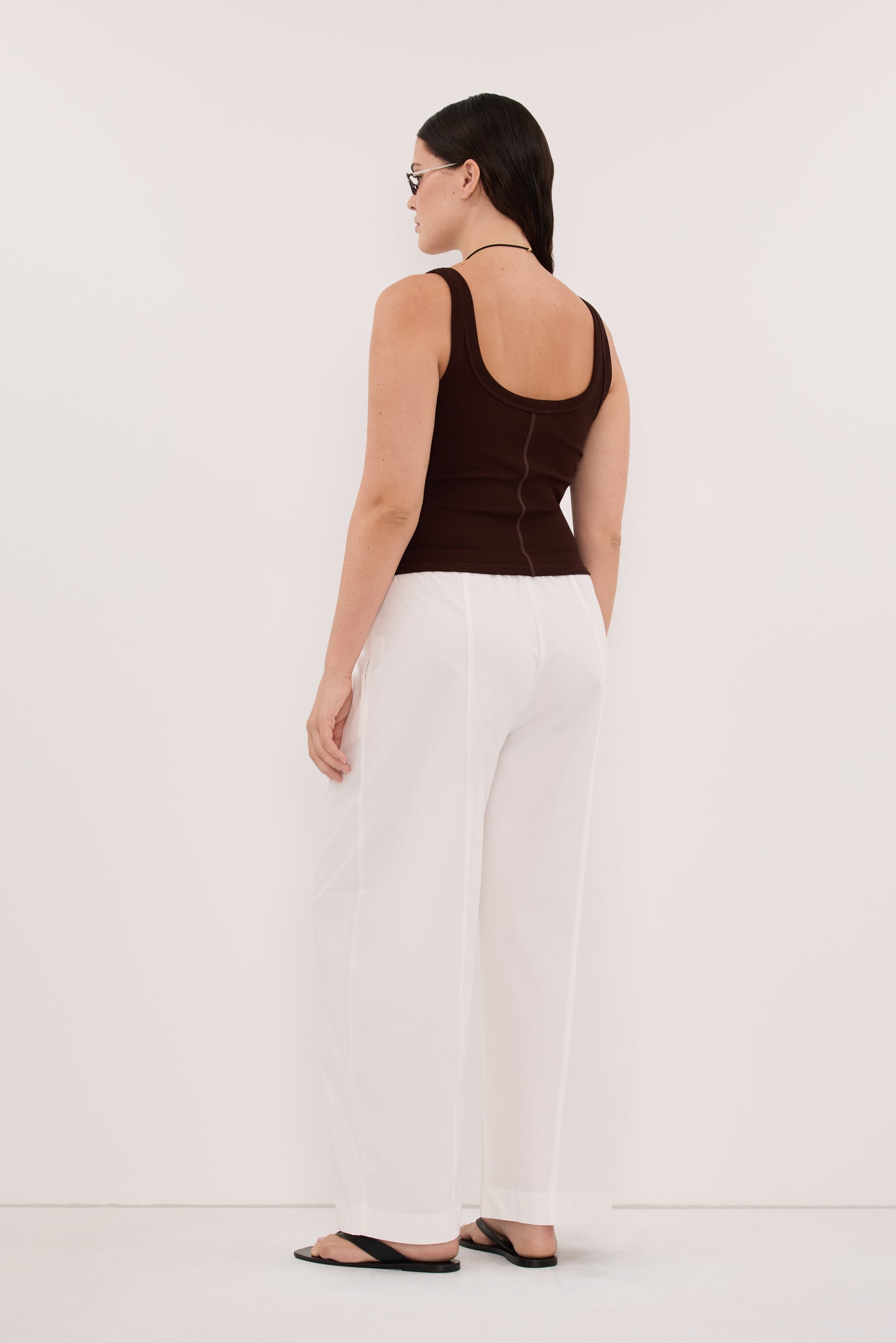 PHOEBE BURNT CHOC SCOOP NECK TANK TOP