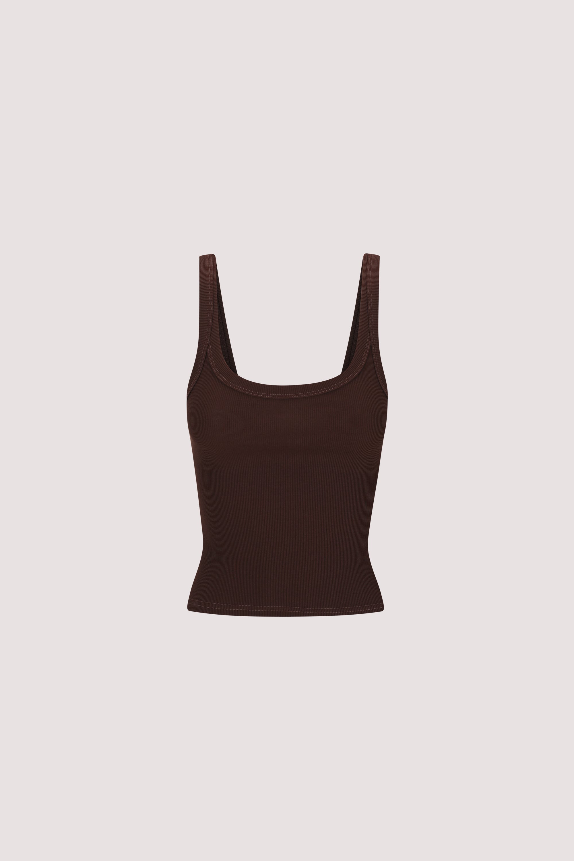 PHOEBE BURNT CHOC SCOOP NECK TANK TOP