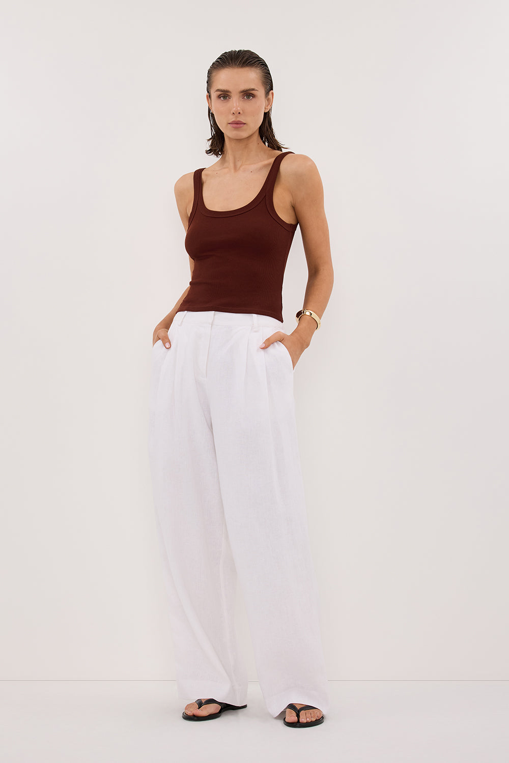 PHOEBE CINNAMON SCOOP NECK TANK TOP