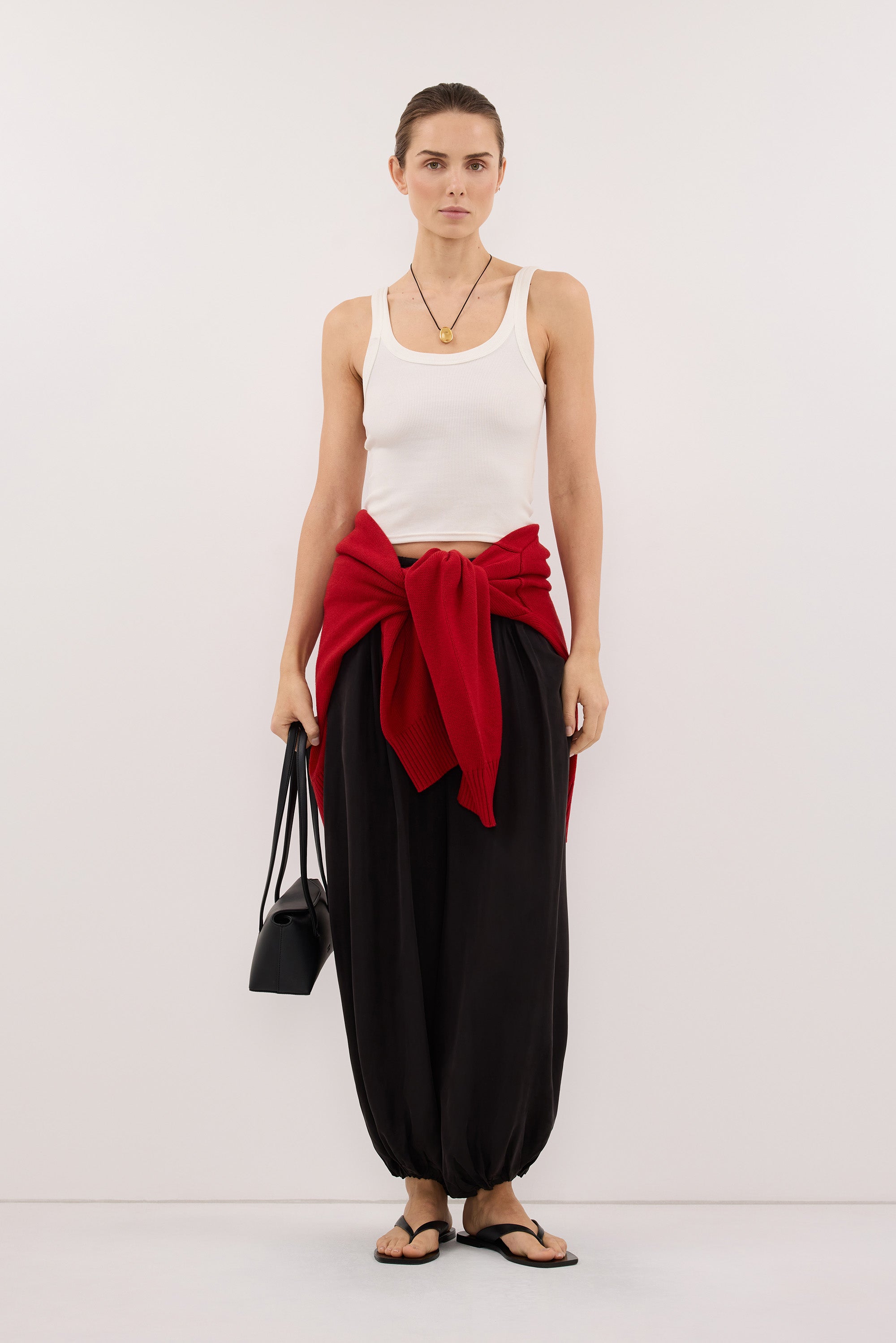 PHOEBE OFF WHITE SCOOP NECK TANK TOP