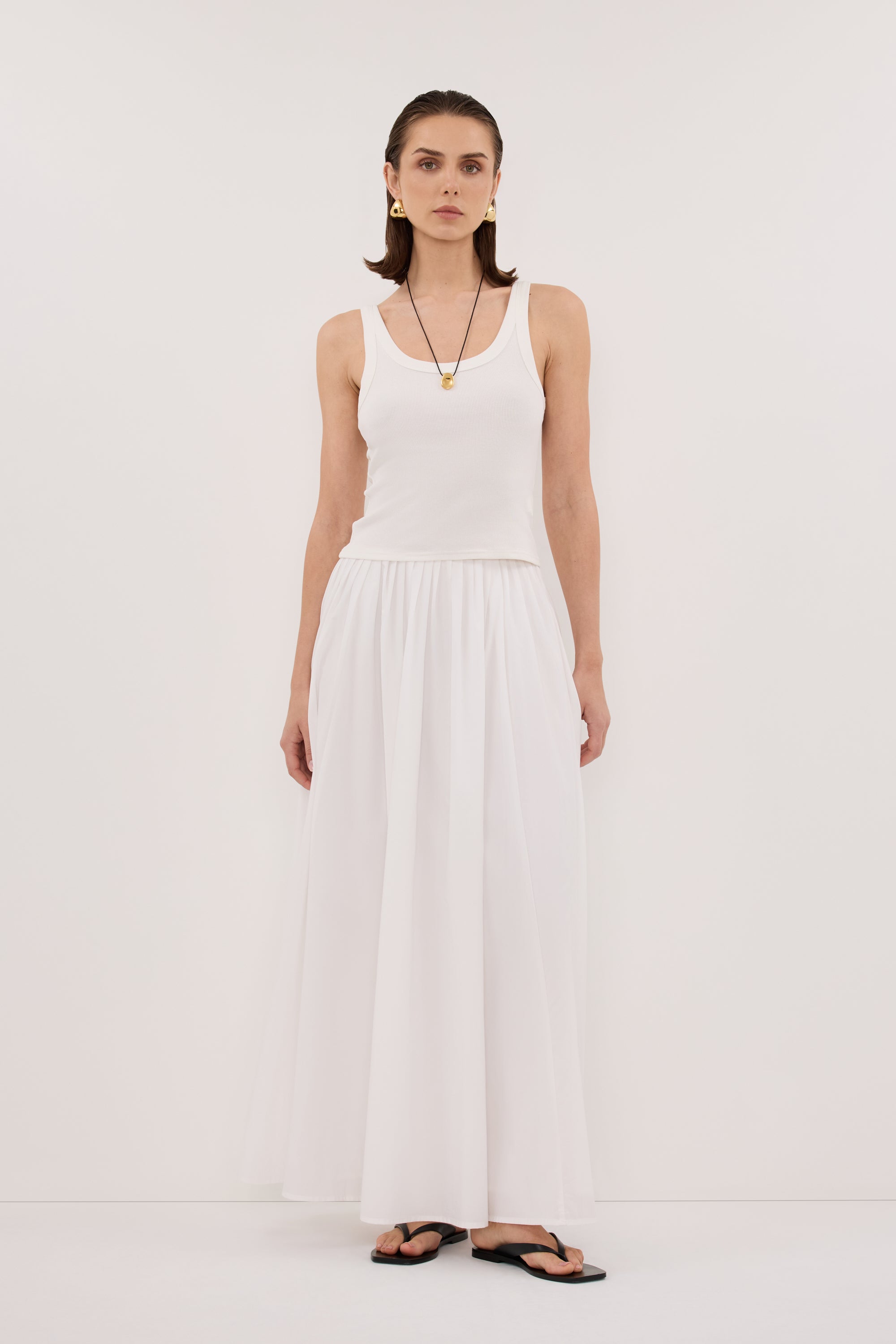 PHOEBE OFF WHITE SCOOP NECK TANK TOP