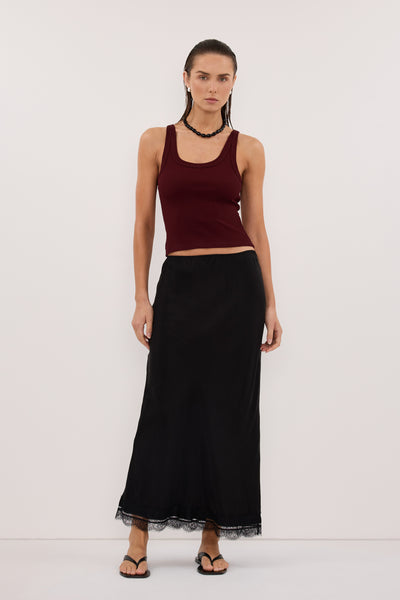 Stas wearing PHOEBE PLUM SCOOP NECK TANK TOP