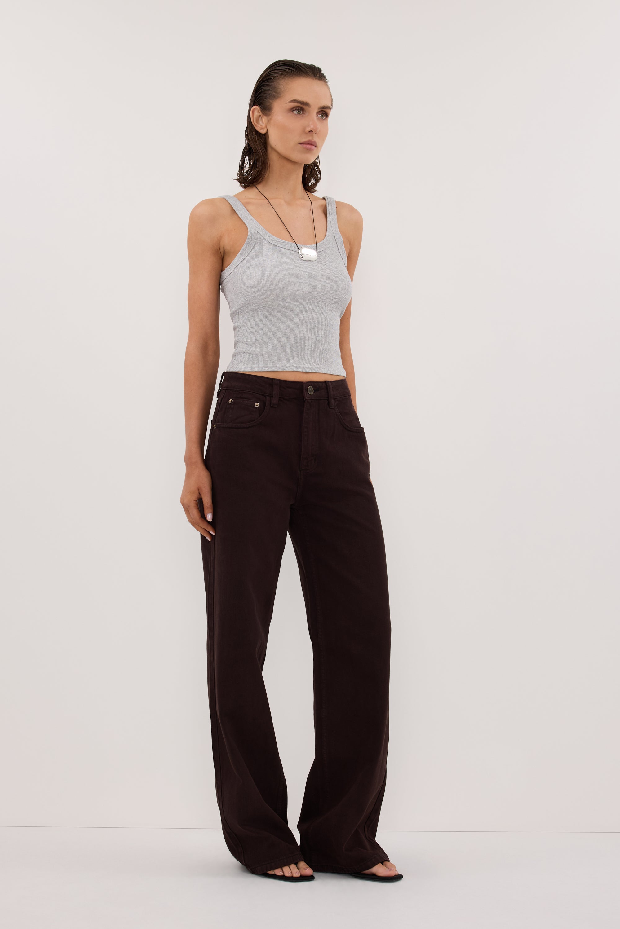 PHOEBE SILVER MARLE SCOOP NECK TANK TOP