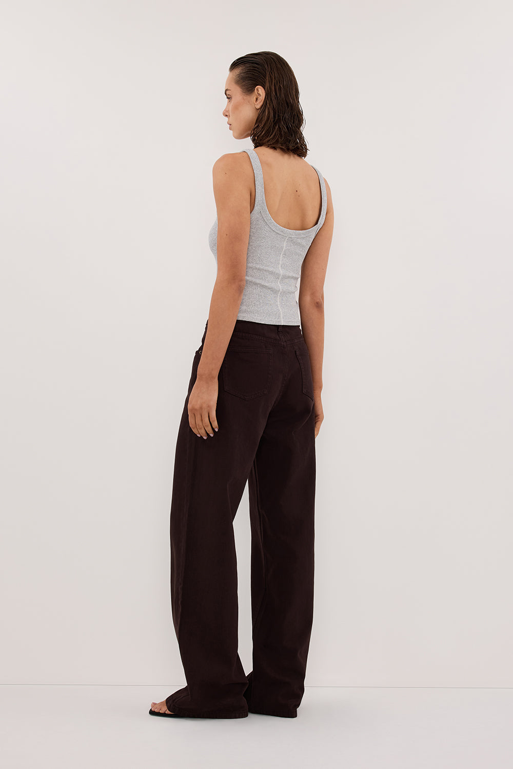PHOEBE SILVER MARLE SCOOP NECK TANK TOP