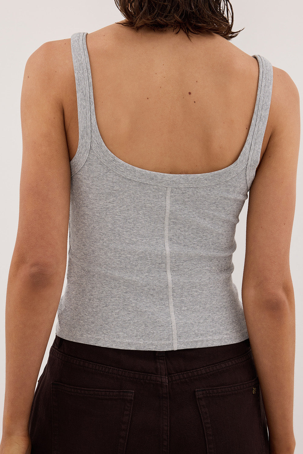PHOEBE SILVER MARLE SCOOP NECK TANK TOP