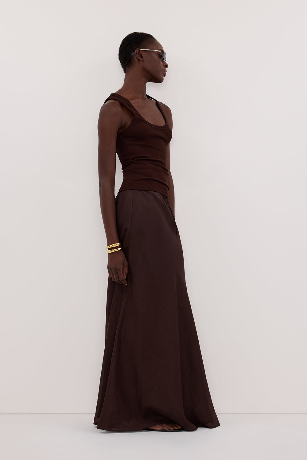 CLARA BURNT CHOC SCOOP NECK TANK TOP